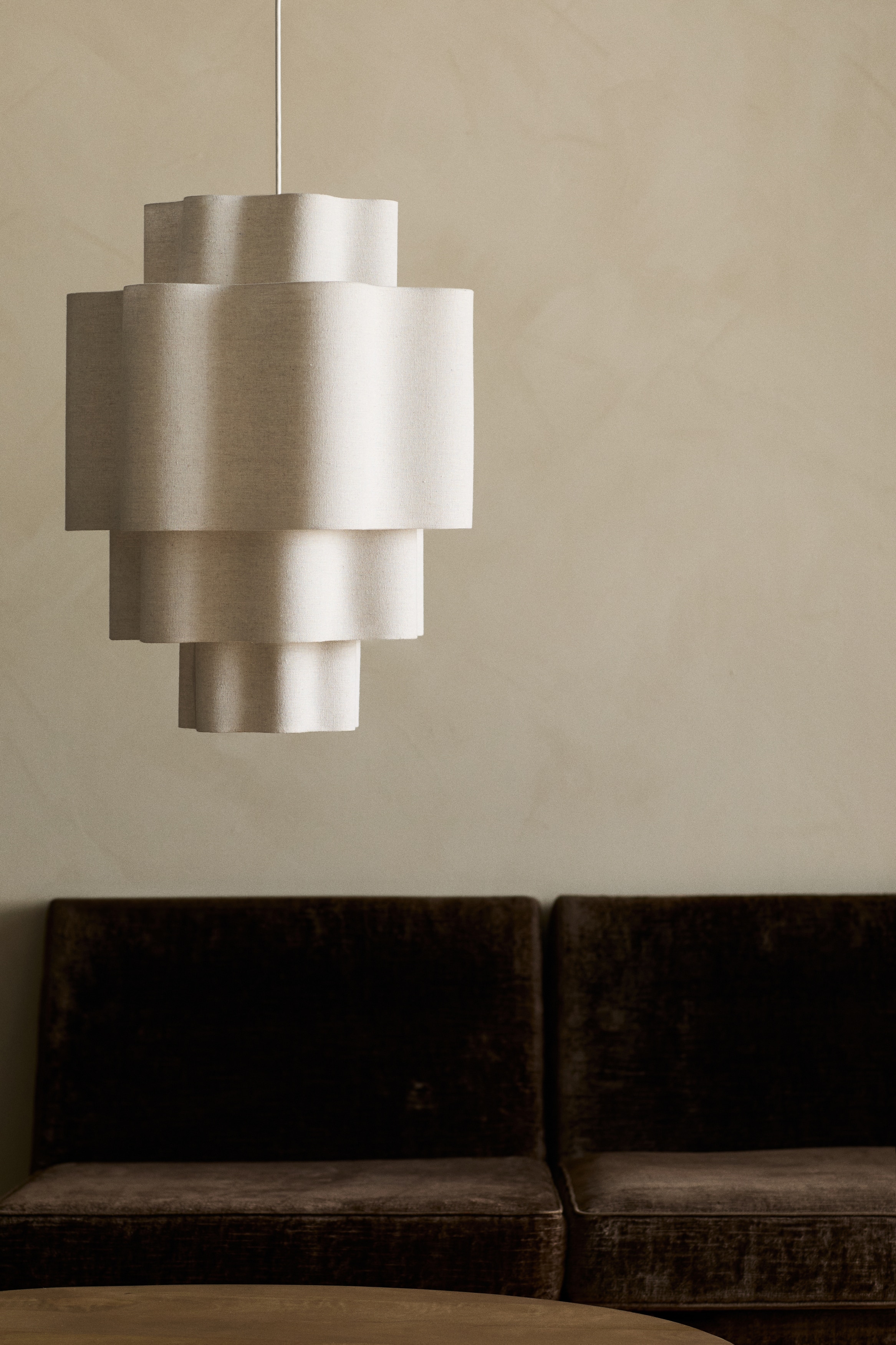 Fabric-covered pendant light - Light beige