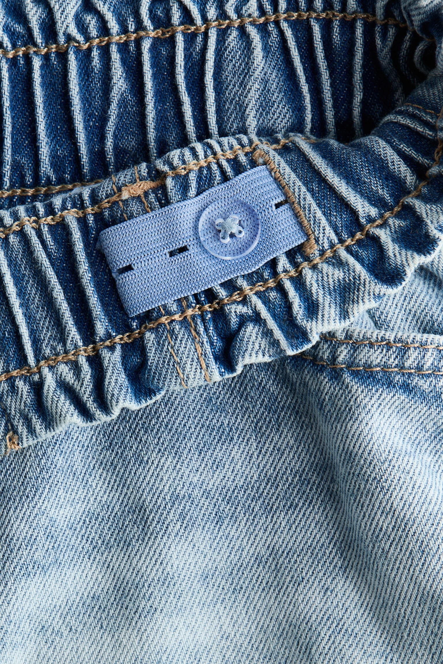 Paper bag denim shorts - Light denim blue/Denim blue - 2