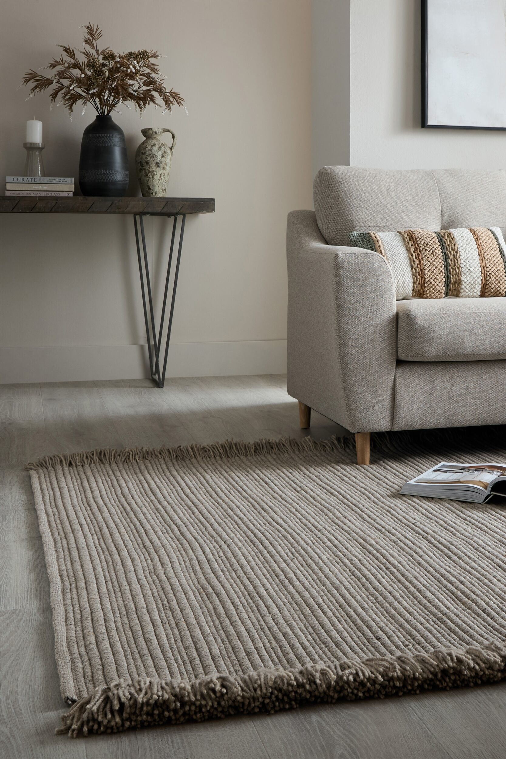 Re:CENO ERIVAN RUG 140cm×200cm Rene Ribbed Woven Wool Rug - Szary - Flair Rugs - HOME | H&M PL