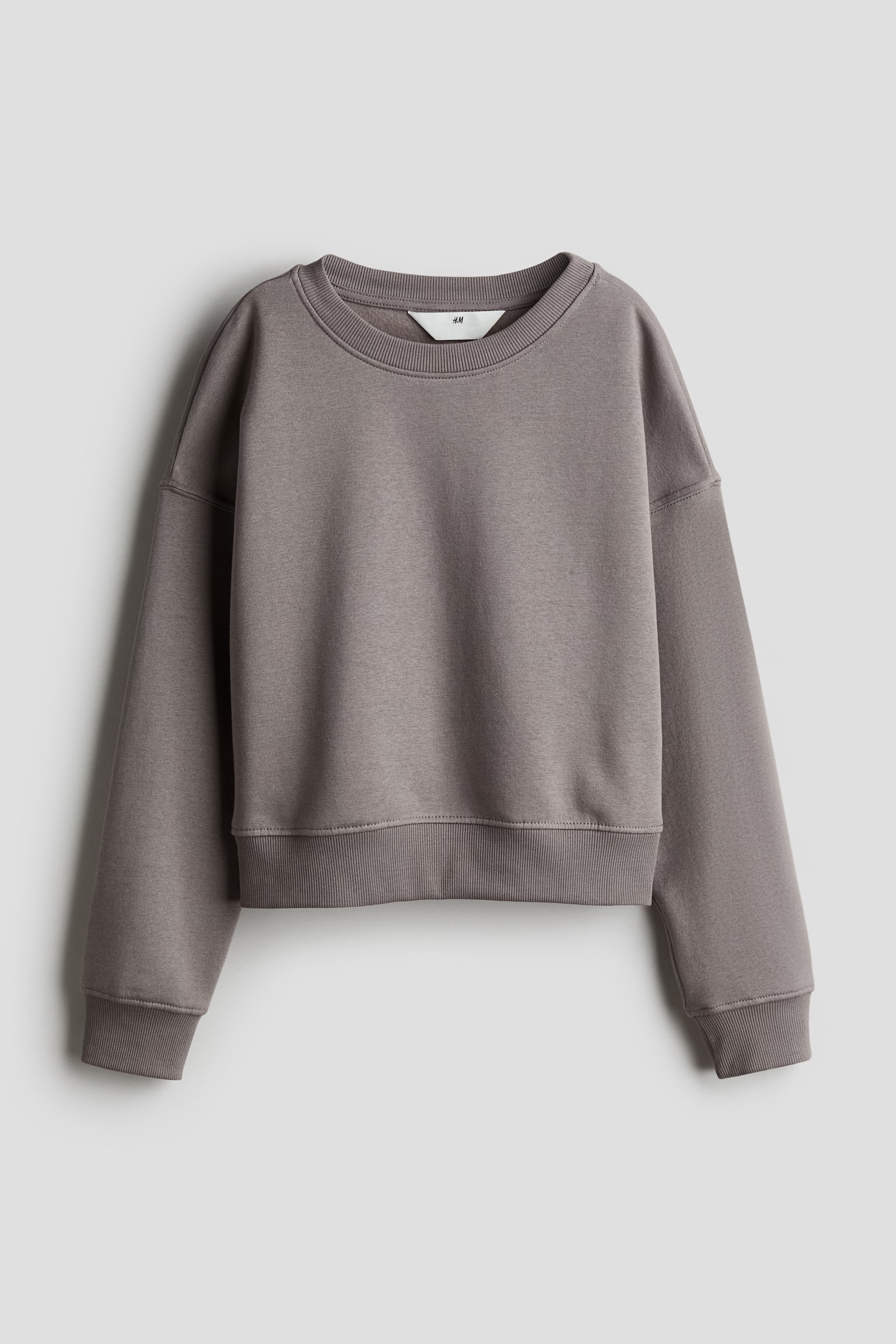 Crew-neck sweatshirt - Dark greige marl/Black/Light beige - 1