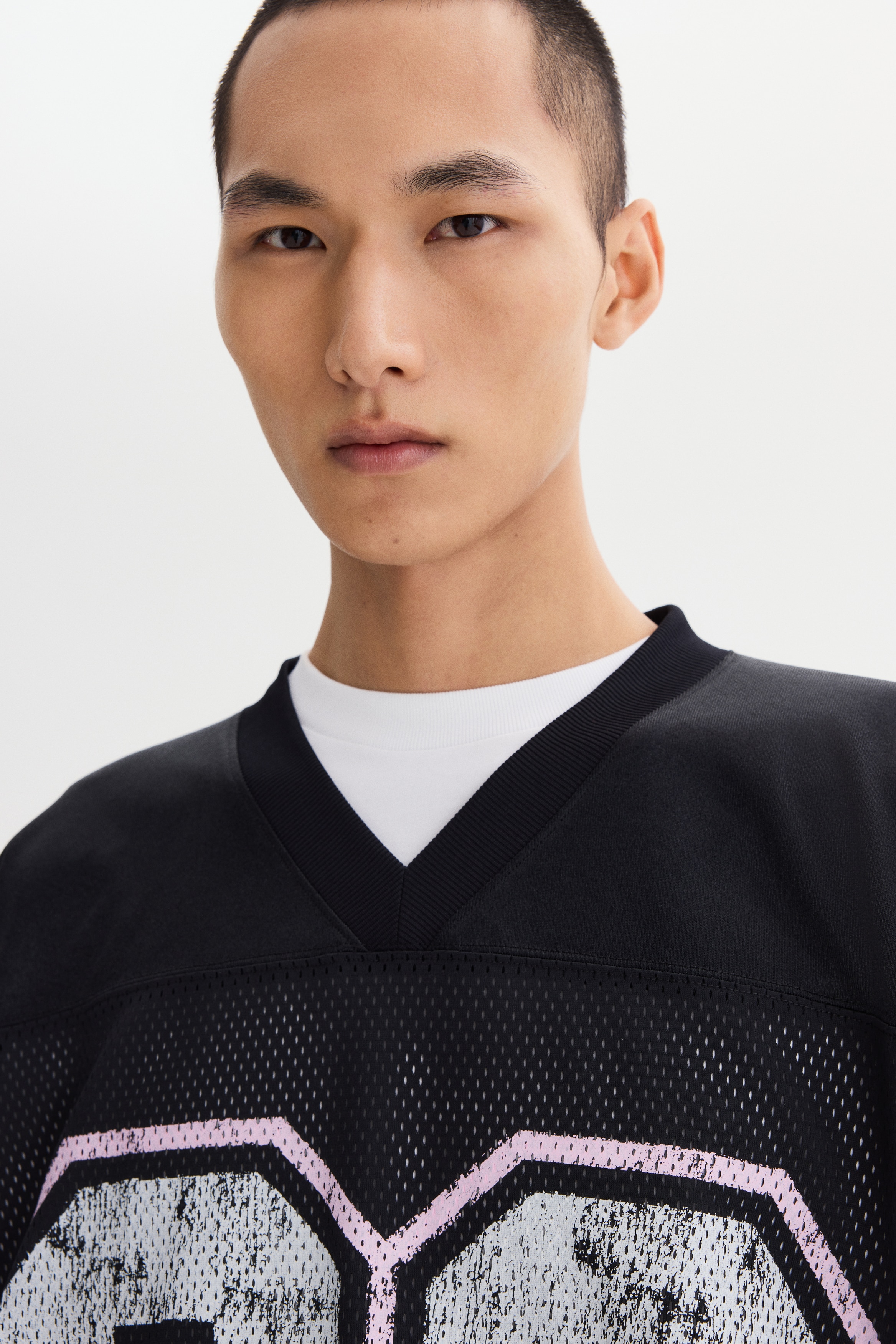 Men's White/22 Oversized Printed Mesh T-Shirt | H&M US