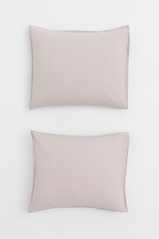 2-pack cotton pillowcases - Greige/White/Light mauve/Dark grey/dc/dc/dc/dc - 1