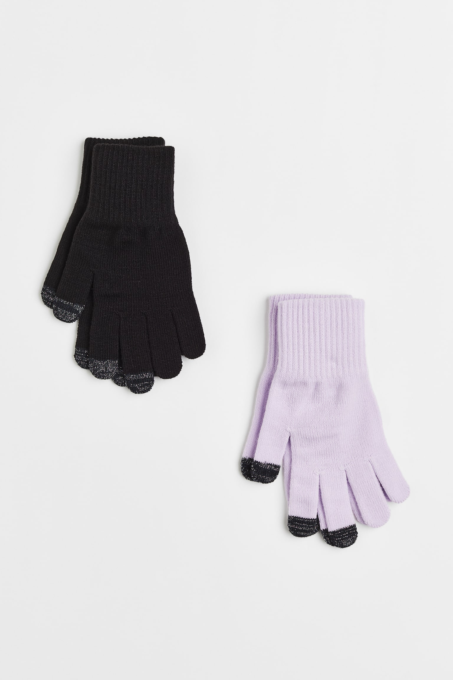 2-pack touchscreen gloves - Black/Light purple - 1