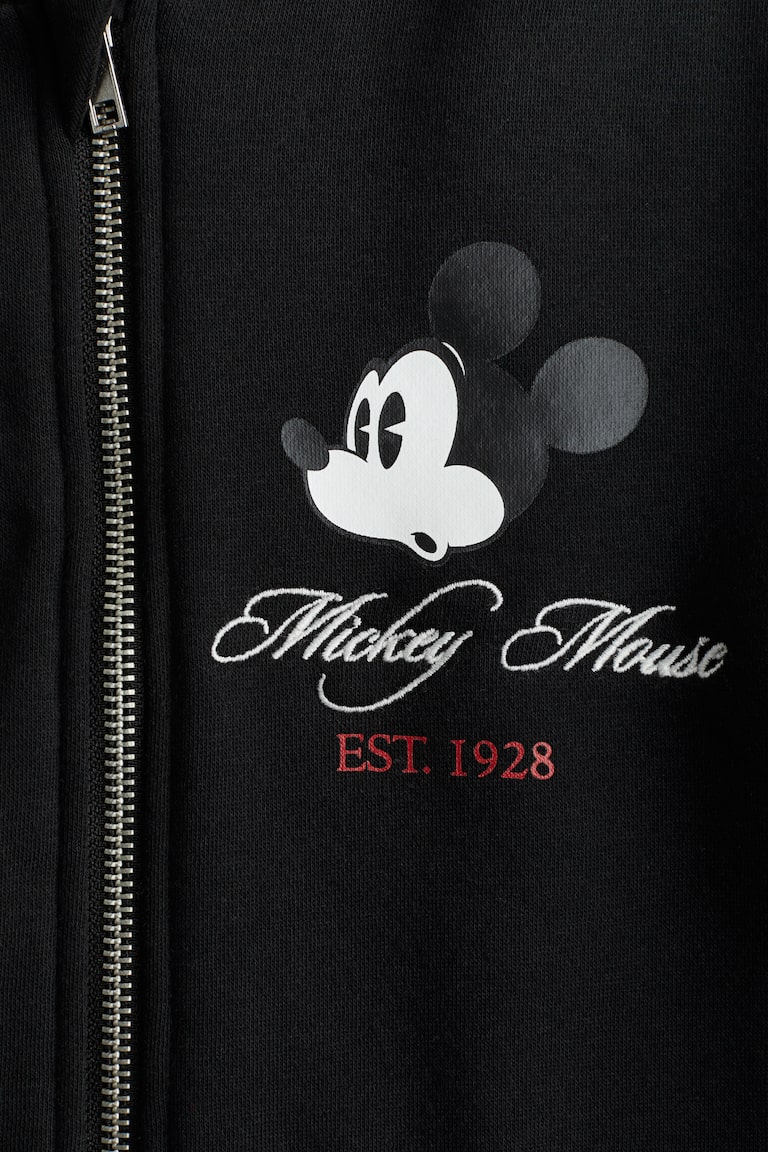 Short Hooded Jacket with Printed Detail - Black/Mickey Mouse - Kids | H ...