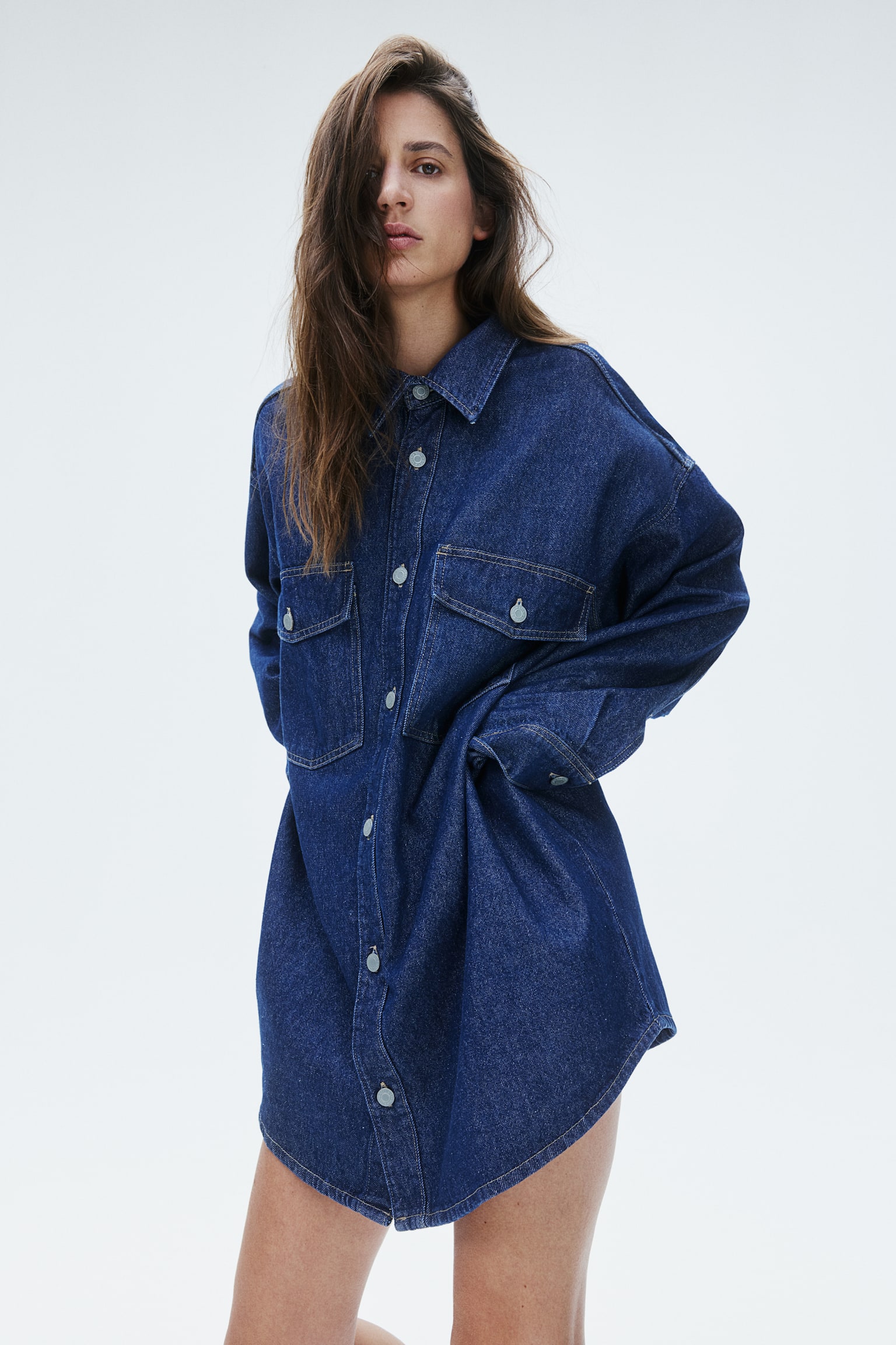 Oversized denim shirt - Dark denim blue/Black/Light denim blue/Denim blue - 6