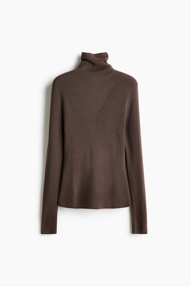 Cashmere-Blend Turtleneck Sweater - Dark brown/Light blue/Cream - 1
