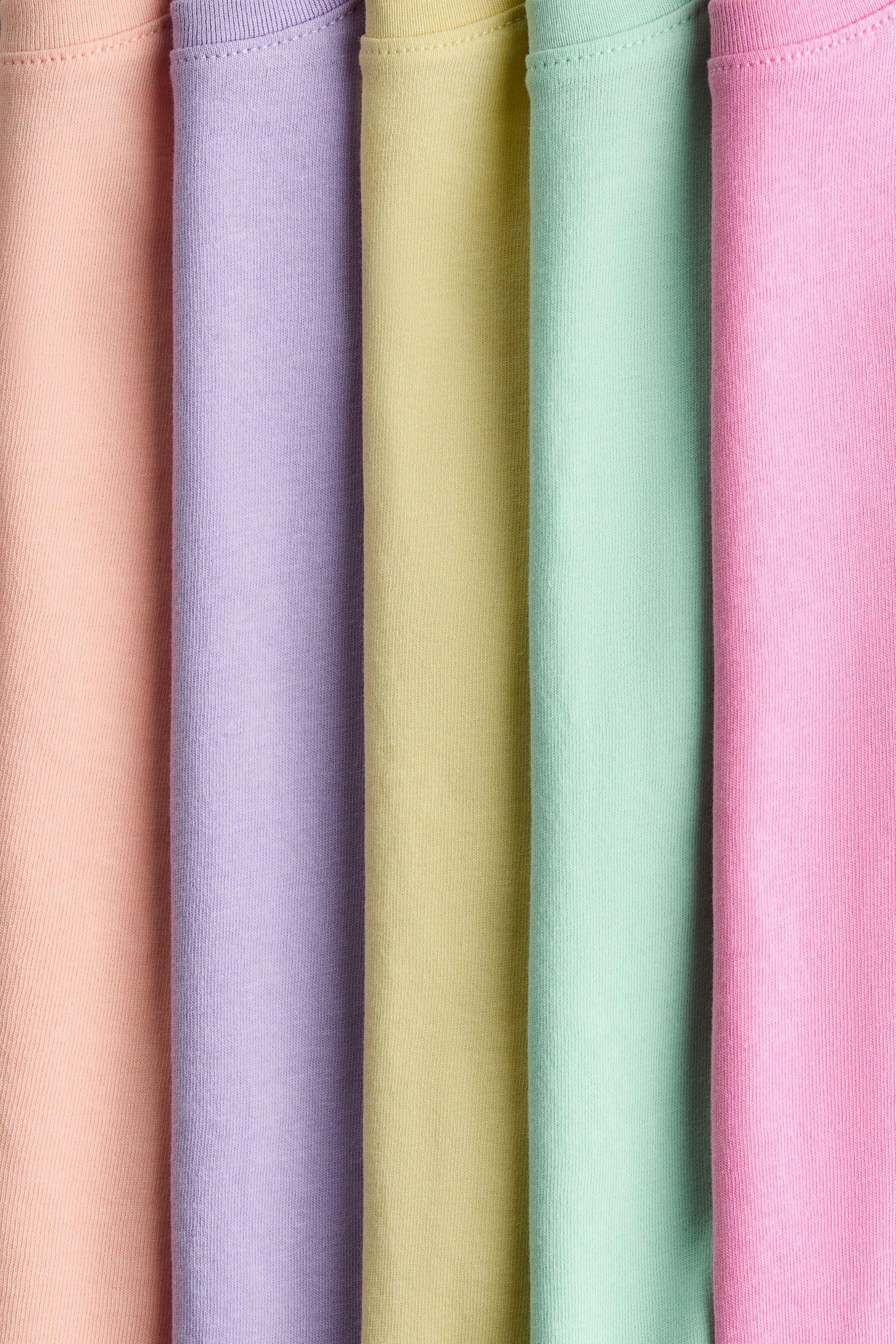5-pack T-shirts - Light pink/Light green/Yellow/Light pink/Cherries/Pink/White/Beige/Purple/Beige/Green - 2