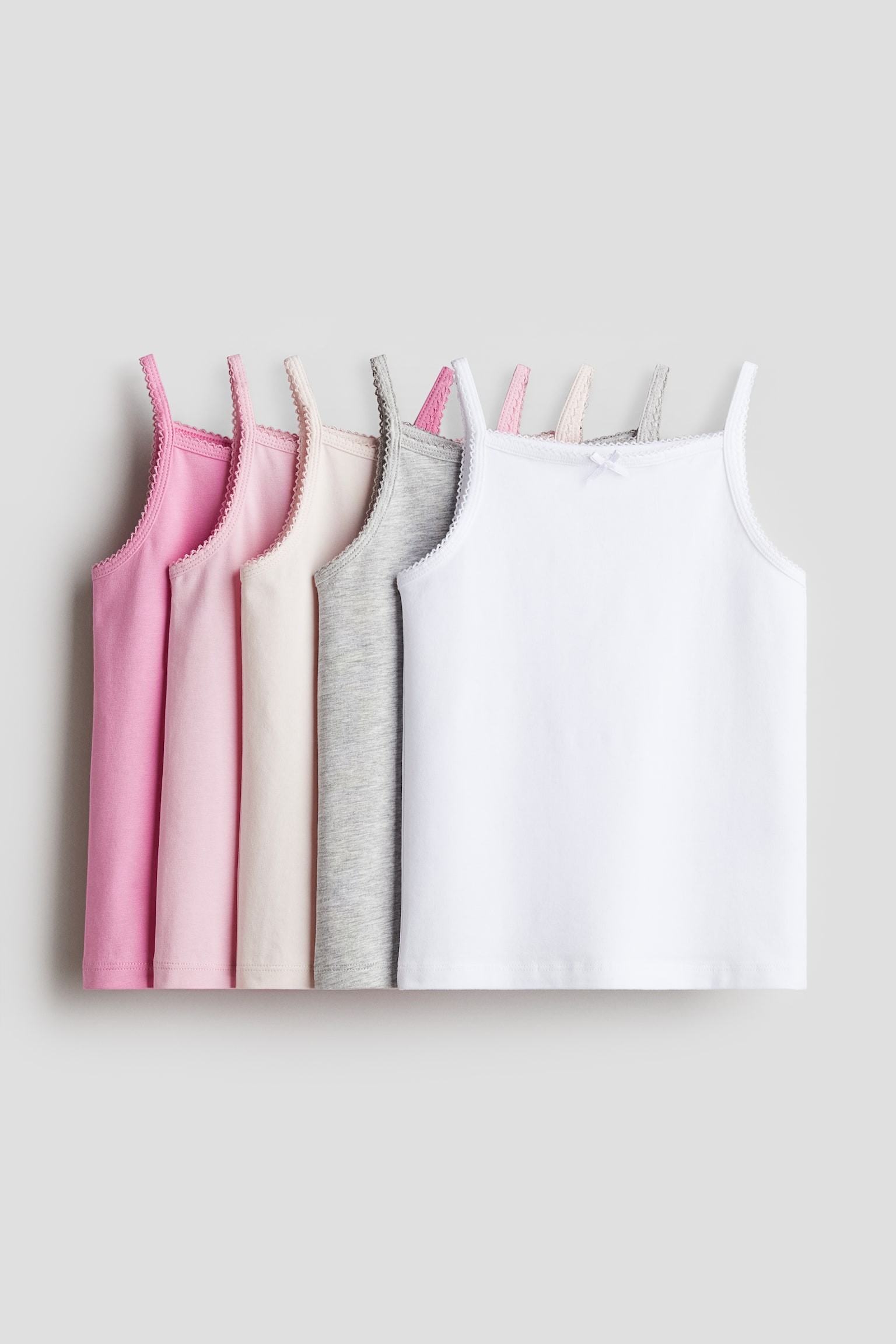 5-pack jersey vest tops - Pink/White/Pink/White/Grey/White/Light blue - 1