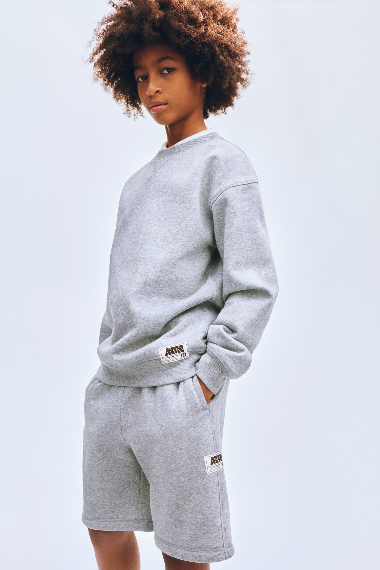 2-piece sweatshirt set - Grey marl/Beige marl - 1