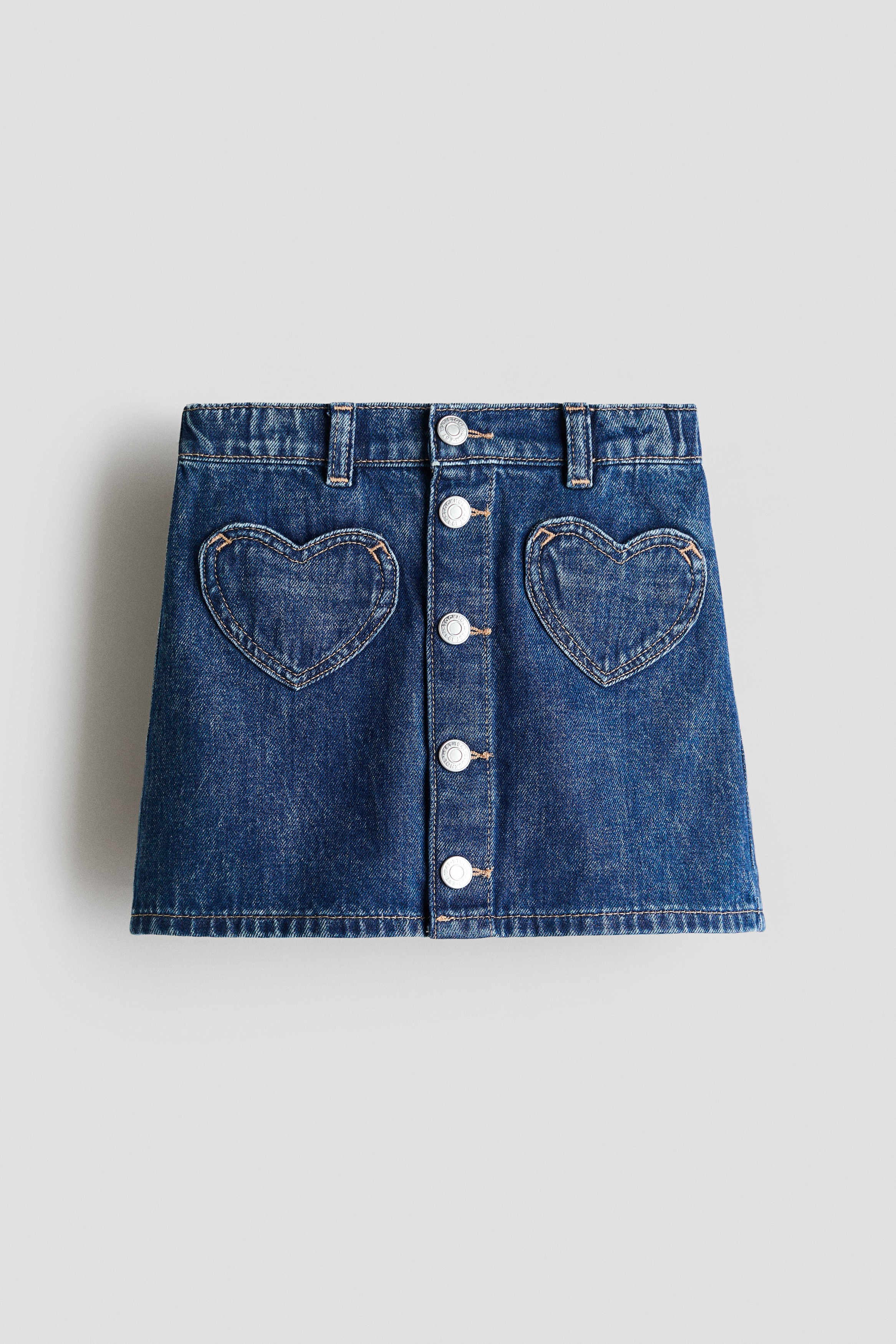Denim blue/hearts A-Line Denim Skirt for kids | H&M US