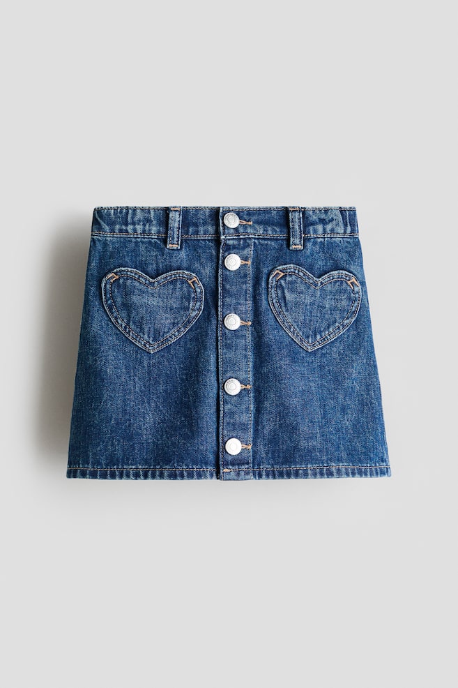 A-line denim skirt - Denim blue/Hearts/Denim blue/Spotted/Light denim blue/Hearts/Light pink/Polka dot/Light pink - 1