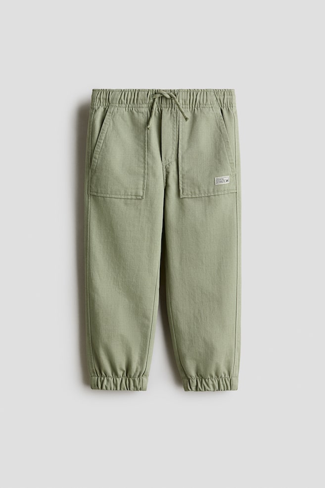 Cotton Twill Joggers - Khaki green/Black/Beige - 1