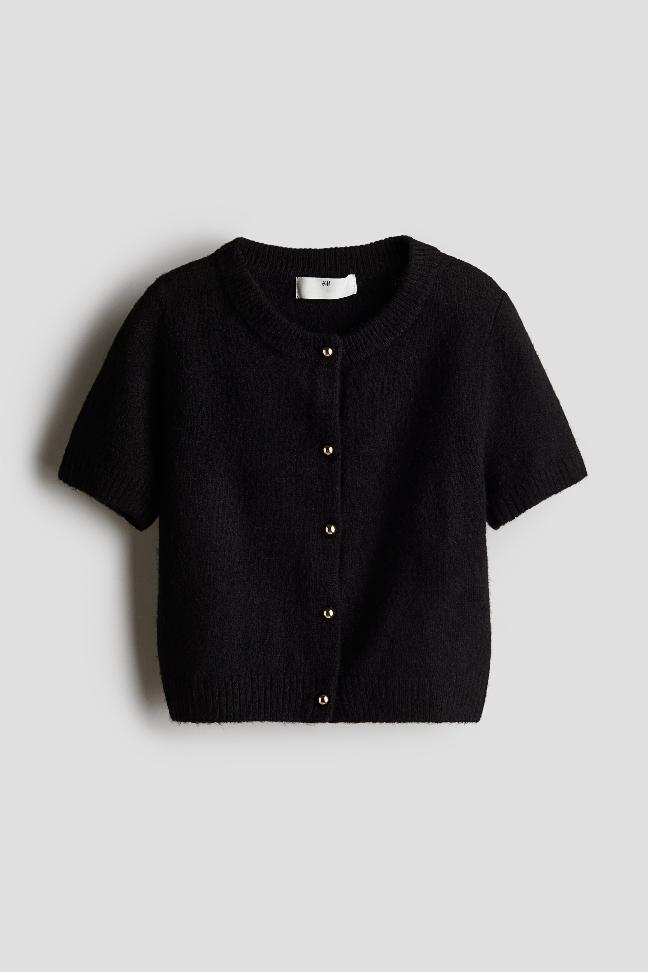 Short-Sleeved Fine-Knit Cardigan