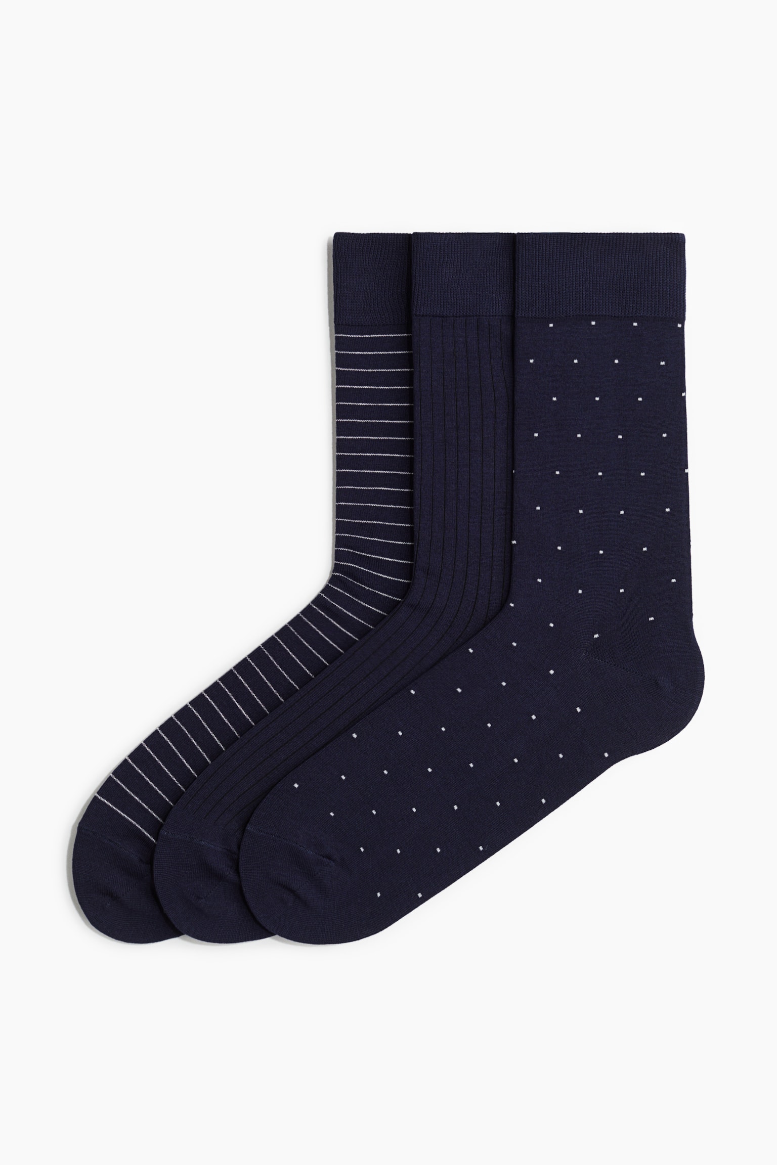 Fine-knit socks - Navy blue/Black/Striped - 1