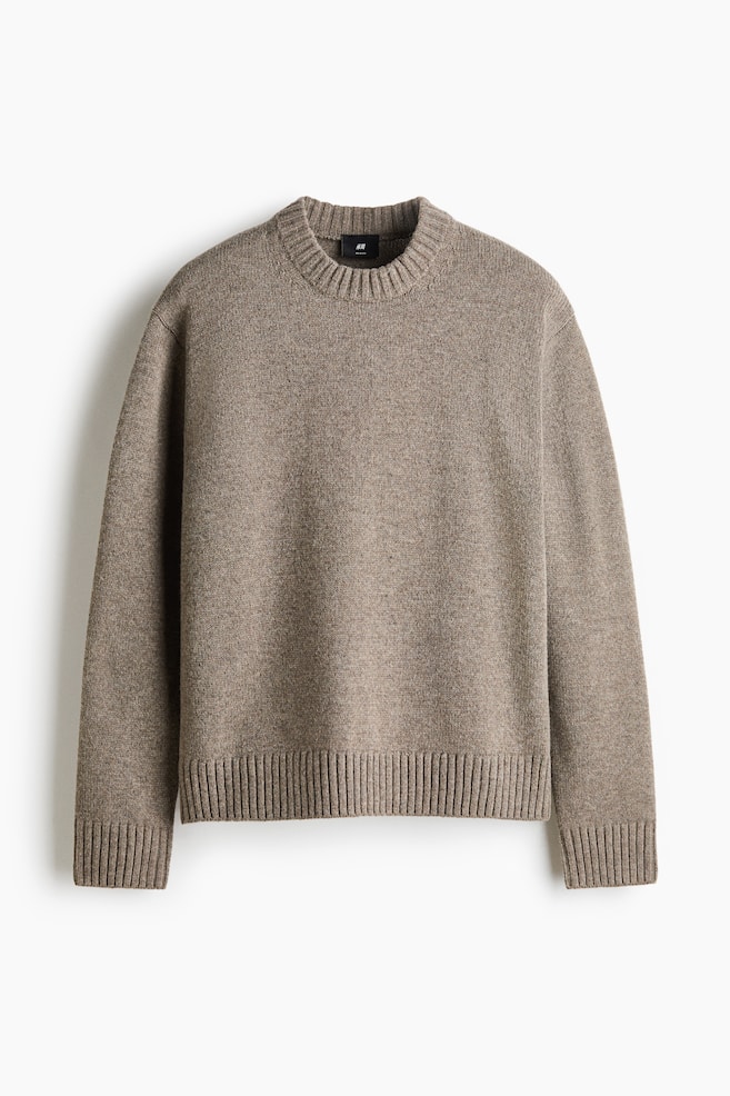 Pull Relaxed Fit en laine - Taupe/Bleu marine/Turquoise foncé/Vert - 1