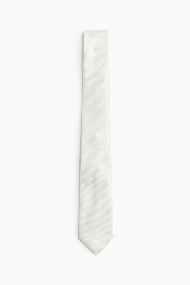 Textured tie - Cream/Black - 1