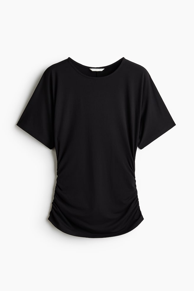 Draped jersey top - Black/Cream/Brown/Dusty blue - 1