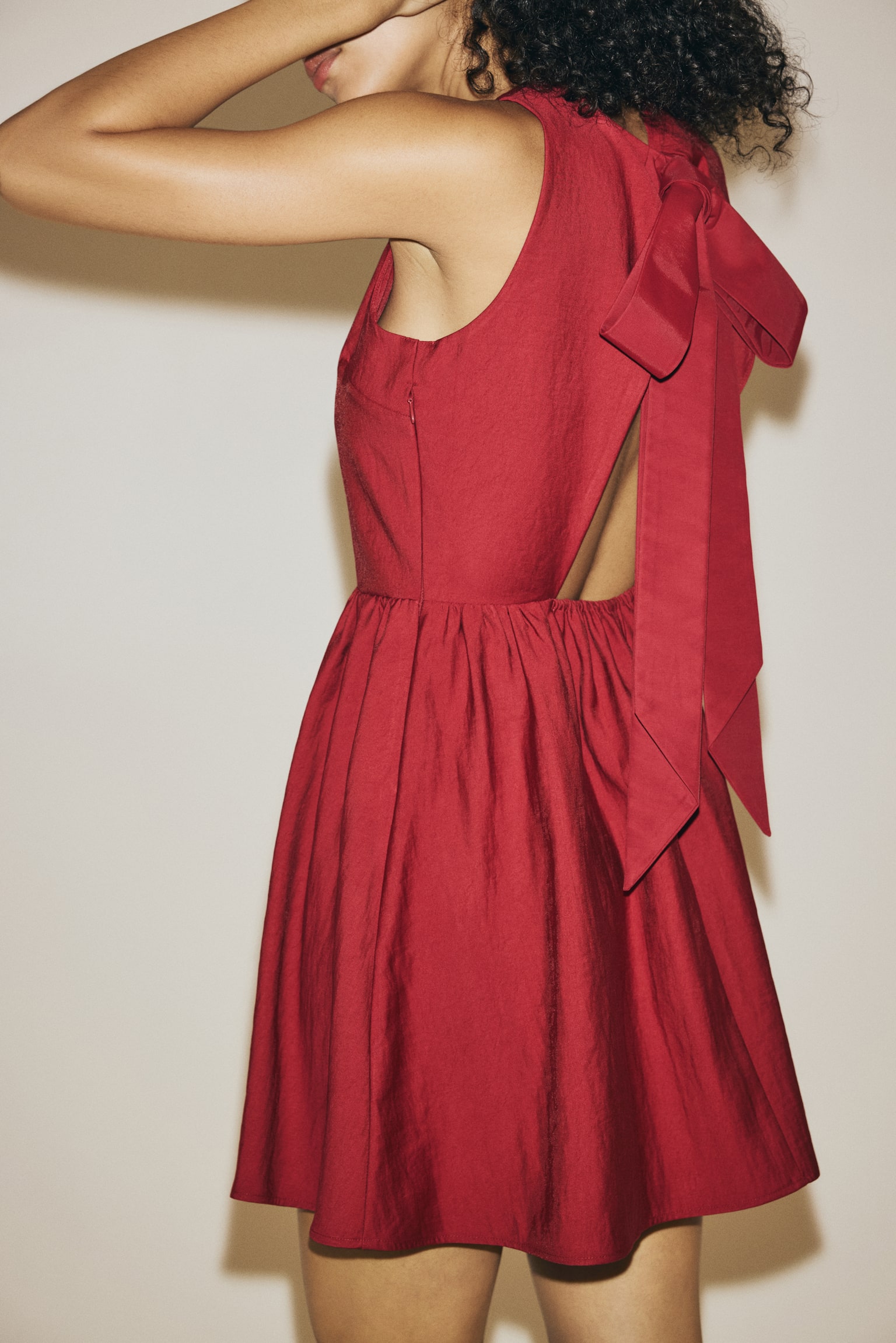 Bow-back dress - Dark red/Black - 4