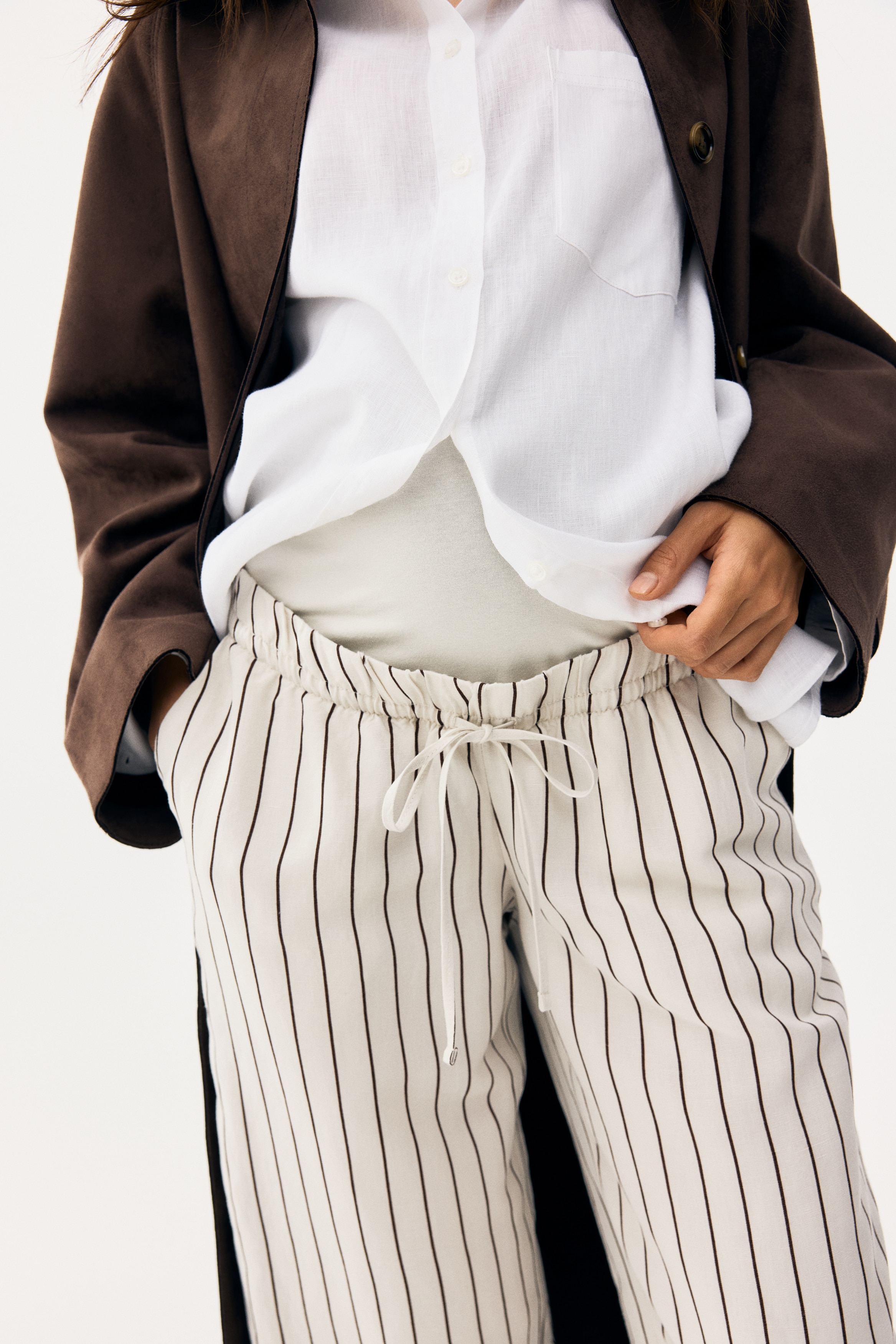 MAMA Linen-Blend Drawstring Pants from H&M - $36.99