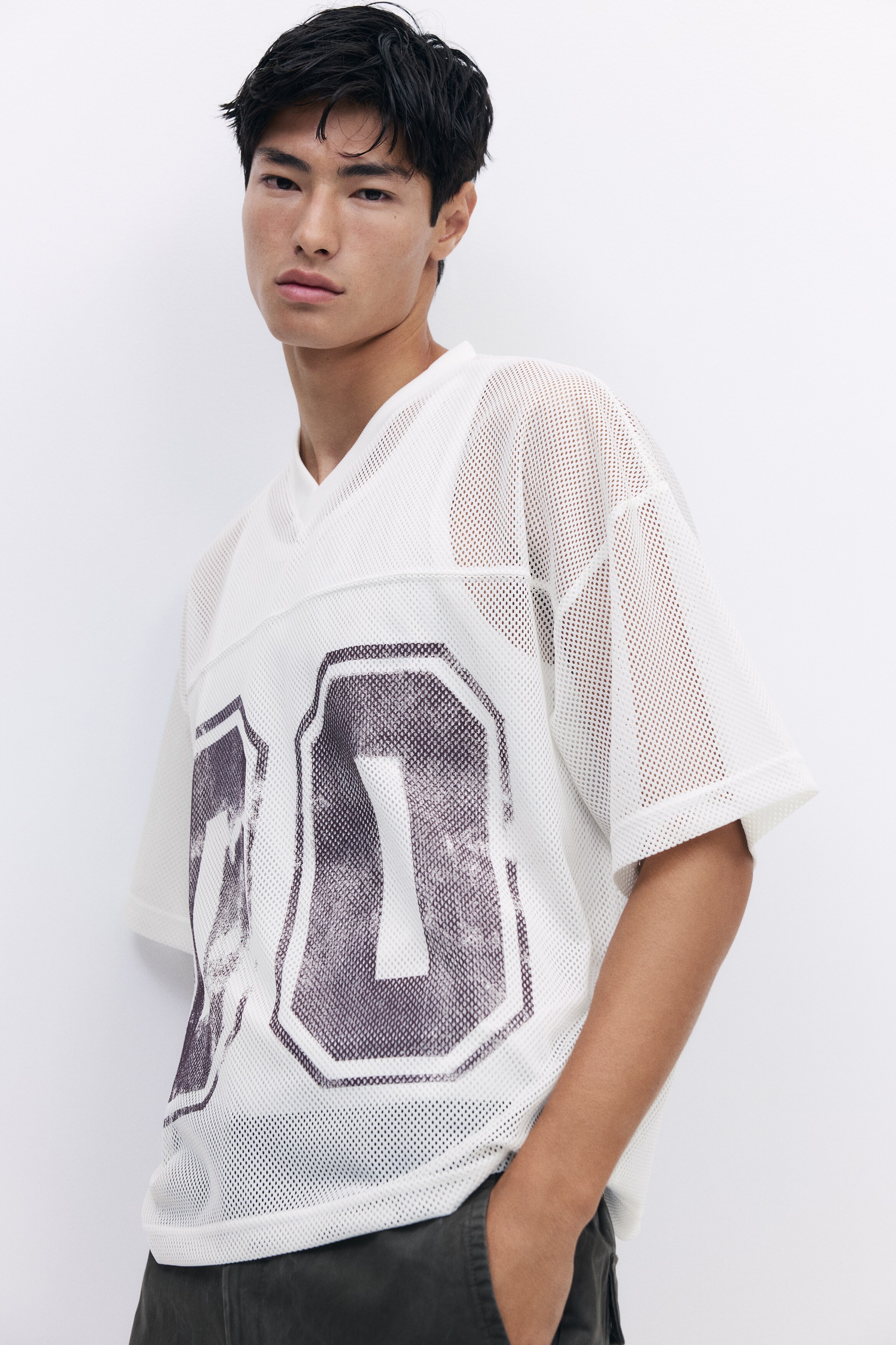 Oversized Fit Printed mesh T-shirt