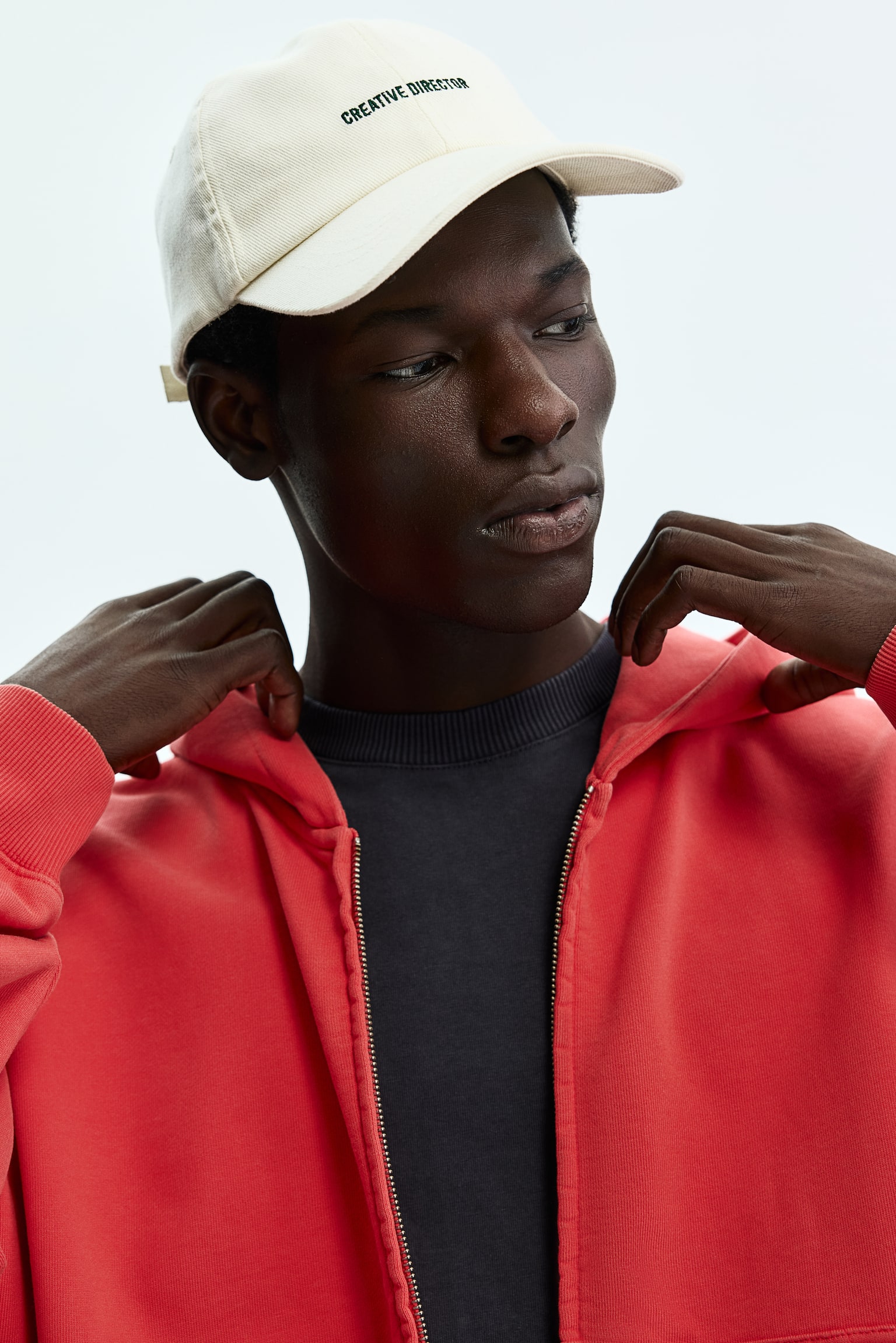 Oversized Fit Zip-through hoodie - Bright red/Black - 4
