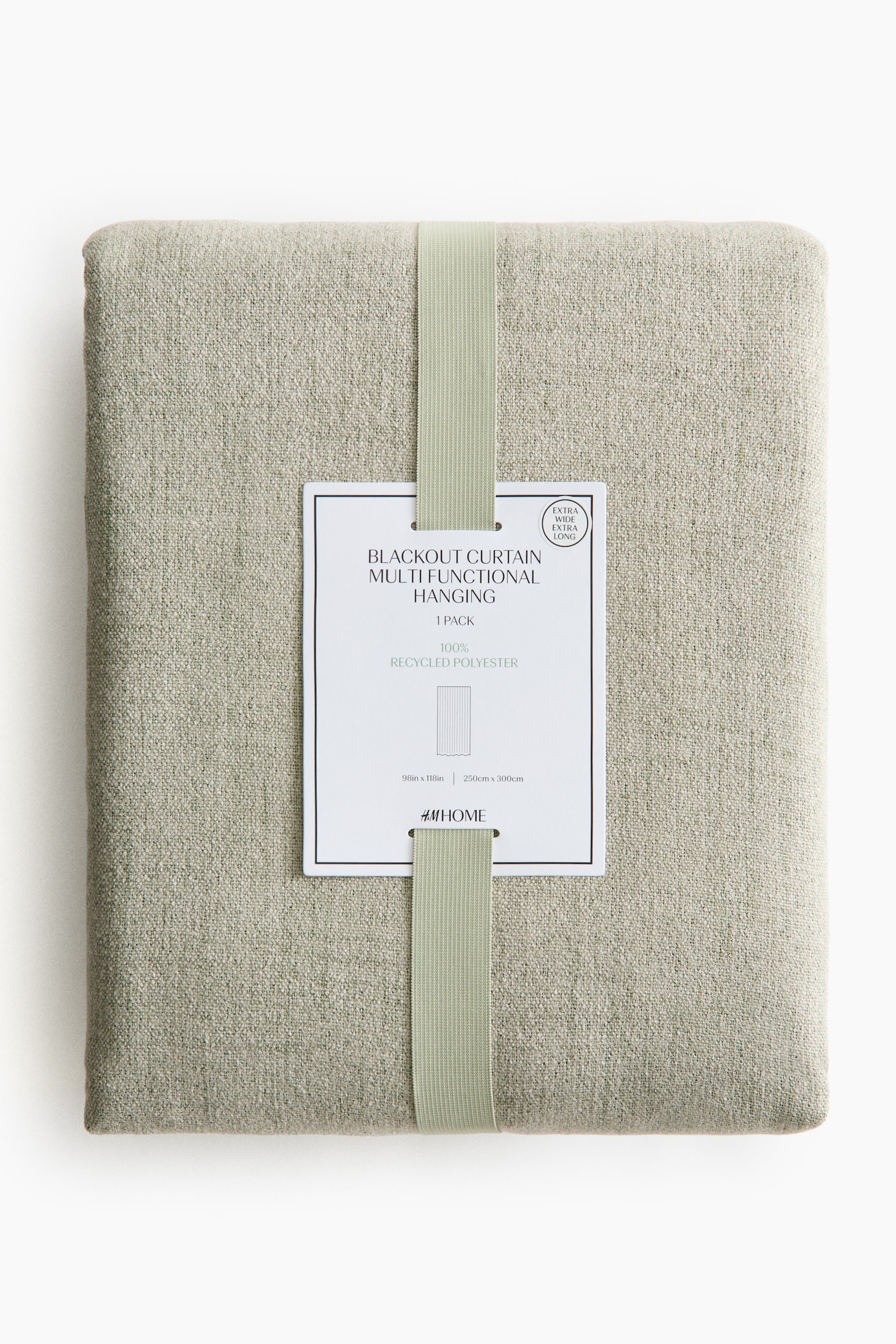 1-pack long and wide blackout curtain length - Verde salvia/Beige - 4