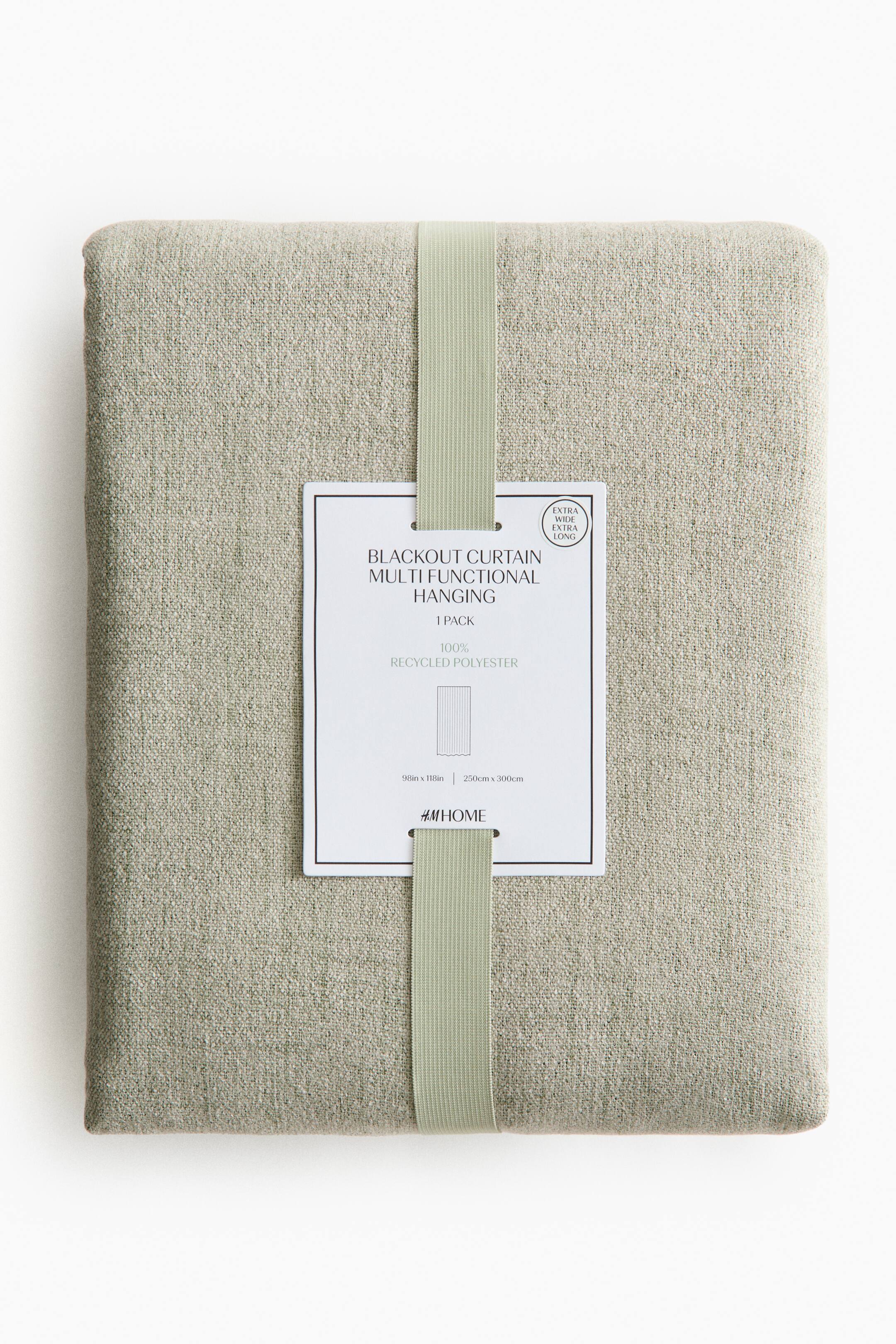 View larger image: 1-pack long and wide blackout curtain length - Sage green - Home All | H&M IN 2