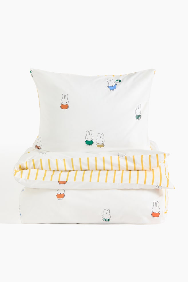 Parure de couette lit simple avec décor imprimé - Blanc/Miffy/Bleu/Miffy - 1