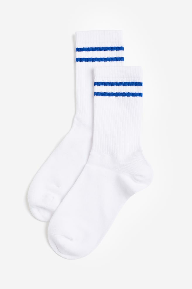 3-pack DryMove™ sports socks - White/Striped/White/Black/Black/Striped/Dark blue/Striped - 2
