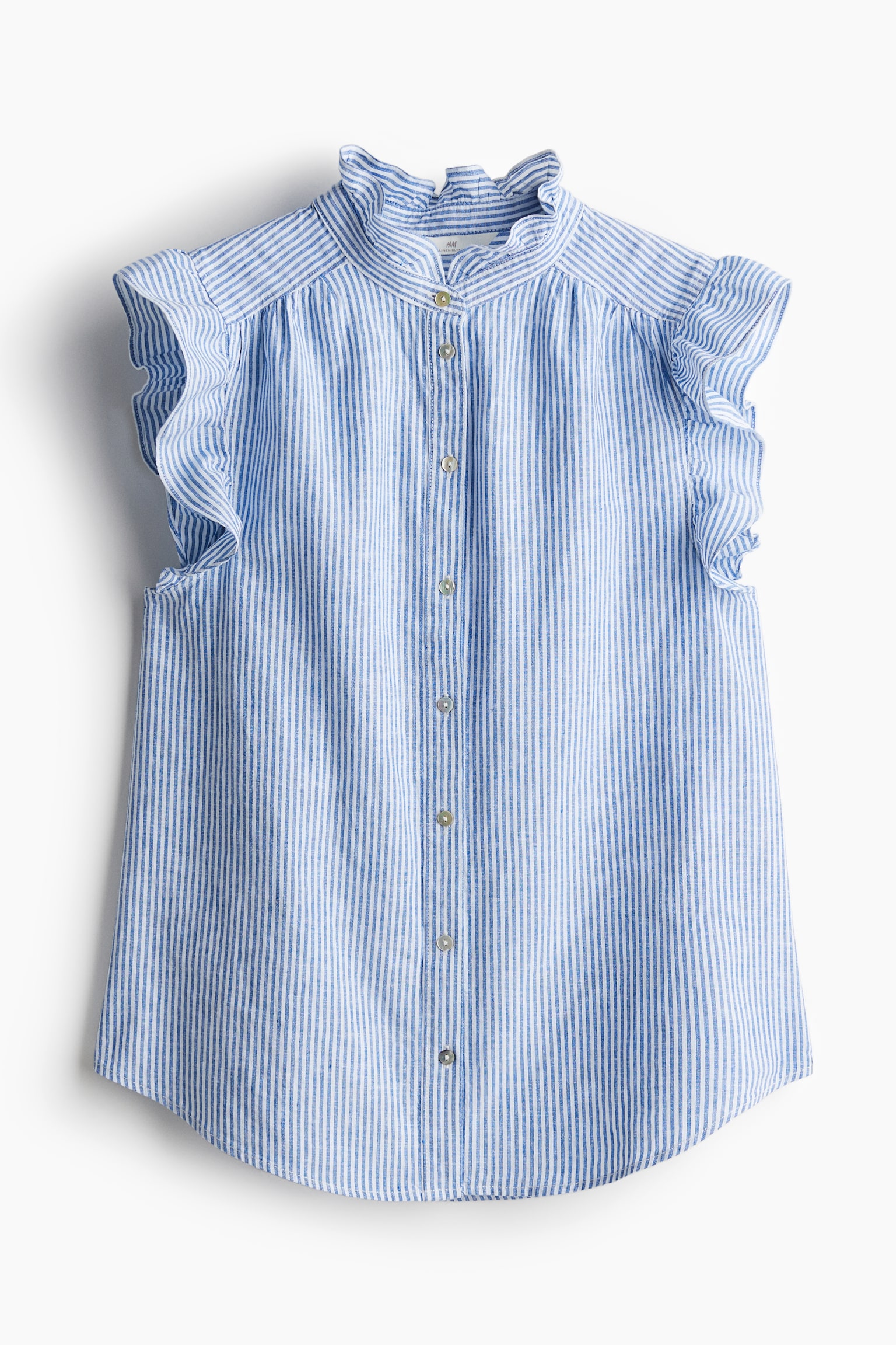 Linen Blend Blouse - Blue/Stripe/Light blue/Black/White - 2