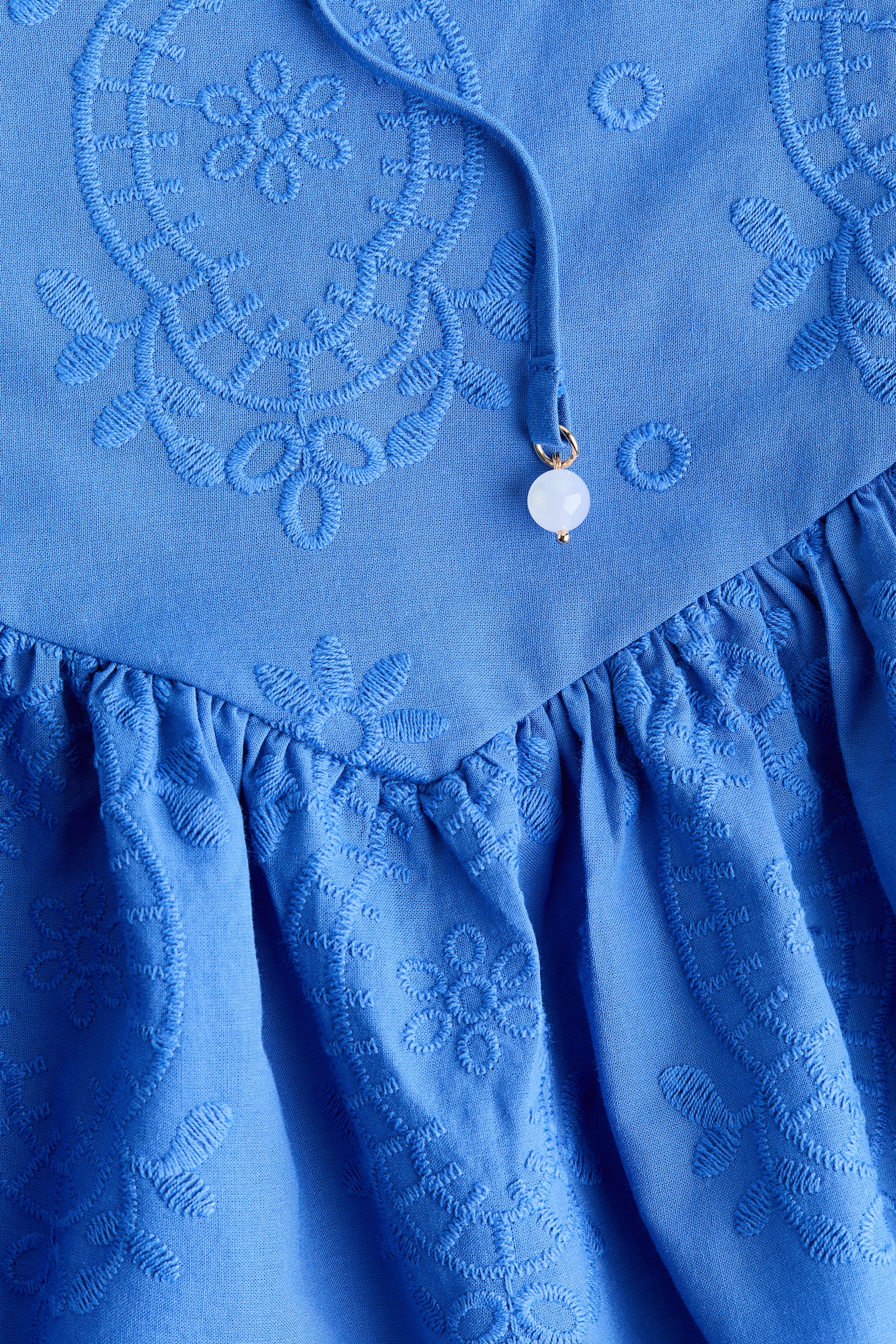 Женское платье H&M Embroidered Dress with Flared Skirt, цвет: Синий — фото 5