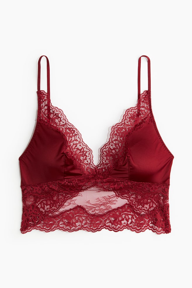 Bralette van microvezel en kant - Rood - 1