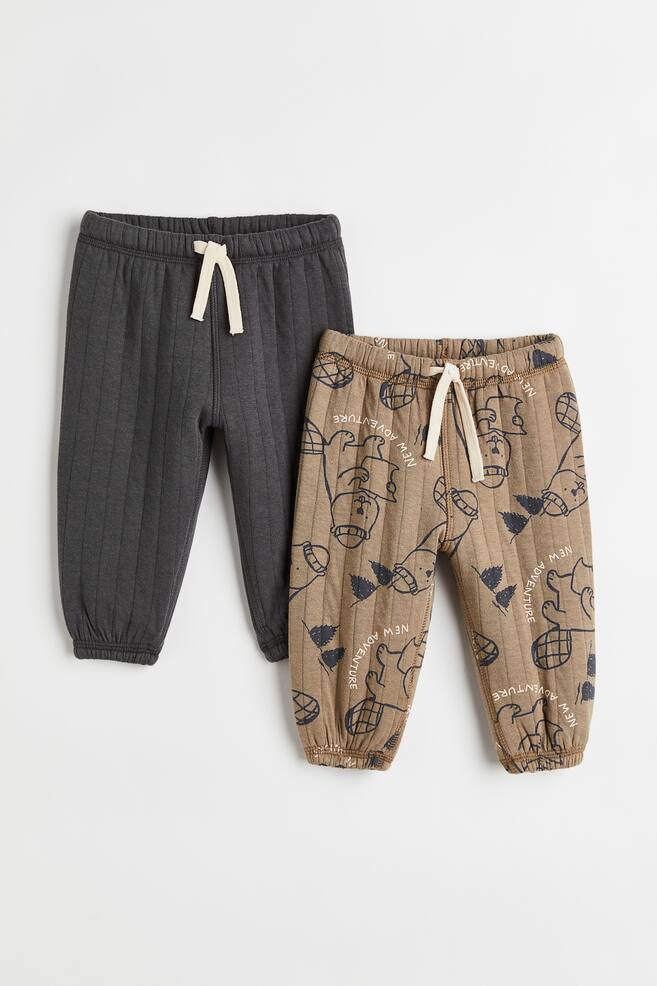 2-pack quilted joggers - Beige/Beavers