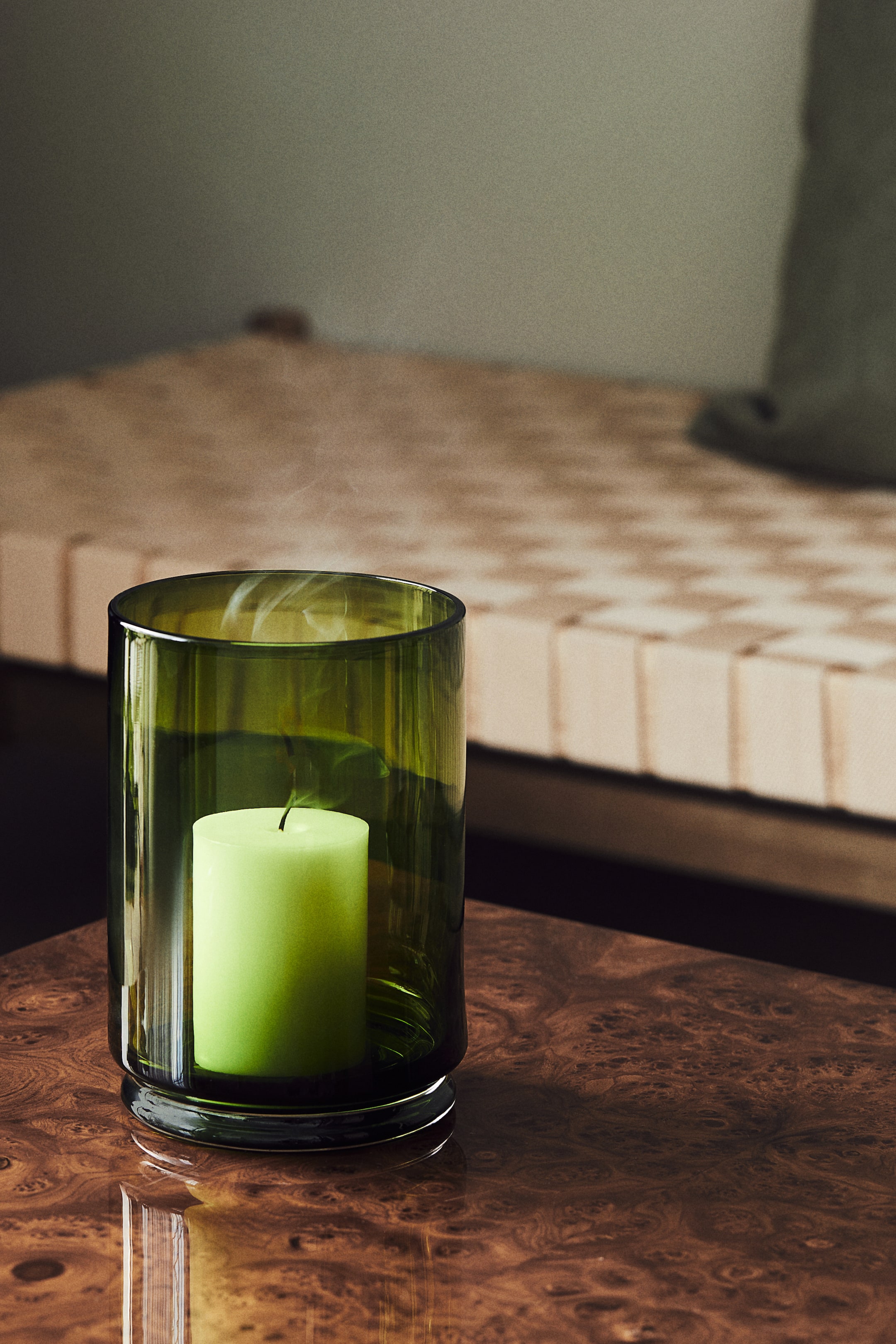 Large glass candle lantern - Green - Home All | H&M GB 1