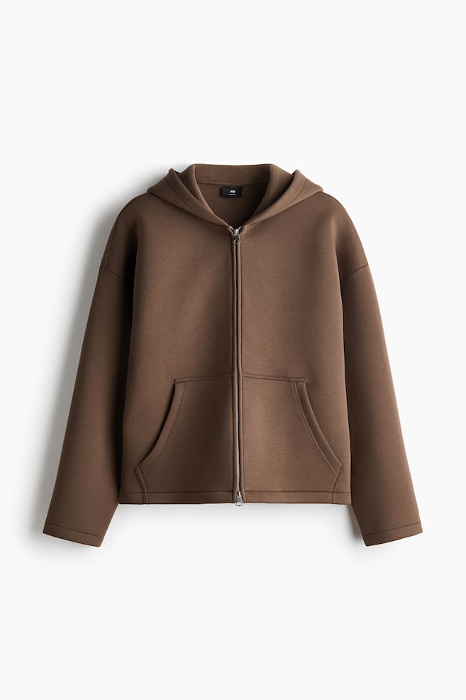 Oversized Scuba Hooded Jacket - Dark taupe/Light gray melange/Dark gray melange - 1