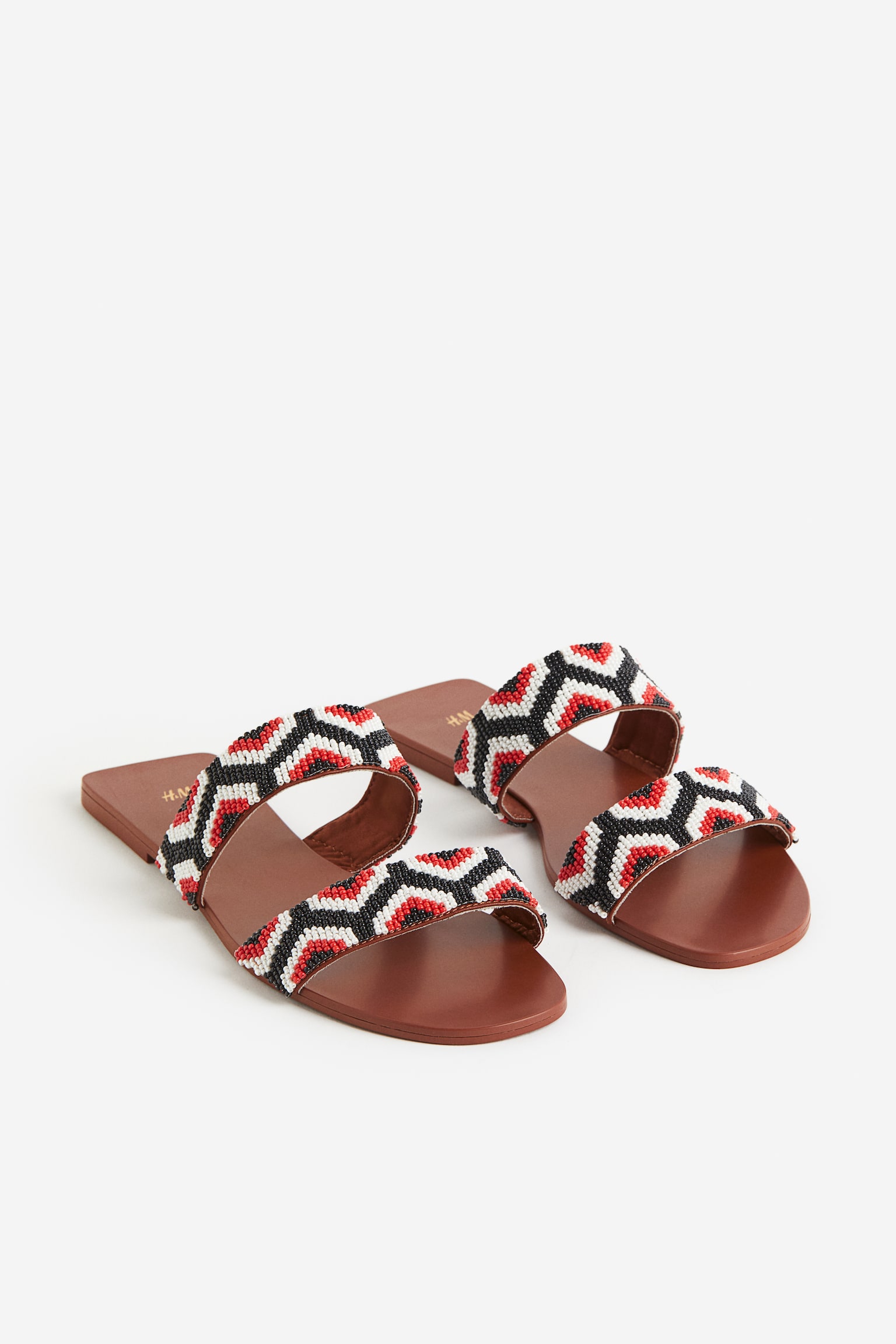 Beaded slides - Red/Patterned - 4