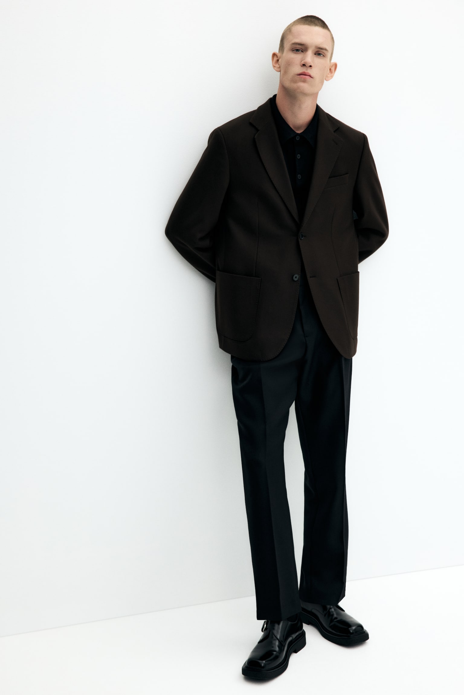 Kasmírkeverék zakó Regular Fit - Sötétbarna/Bézs - 3