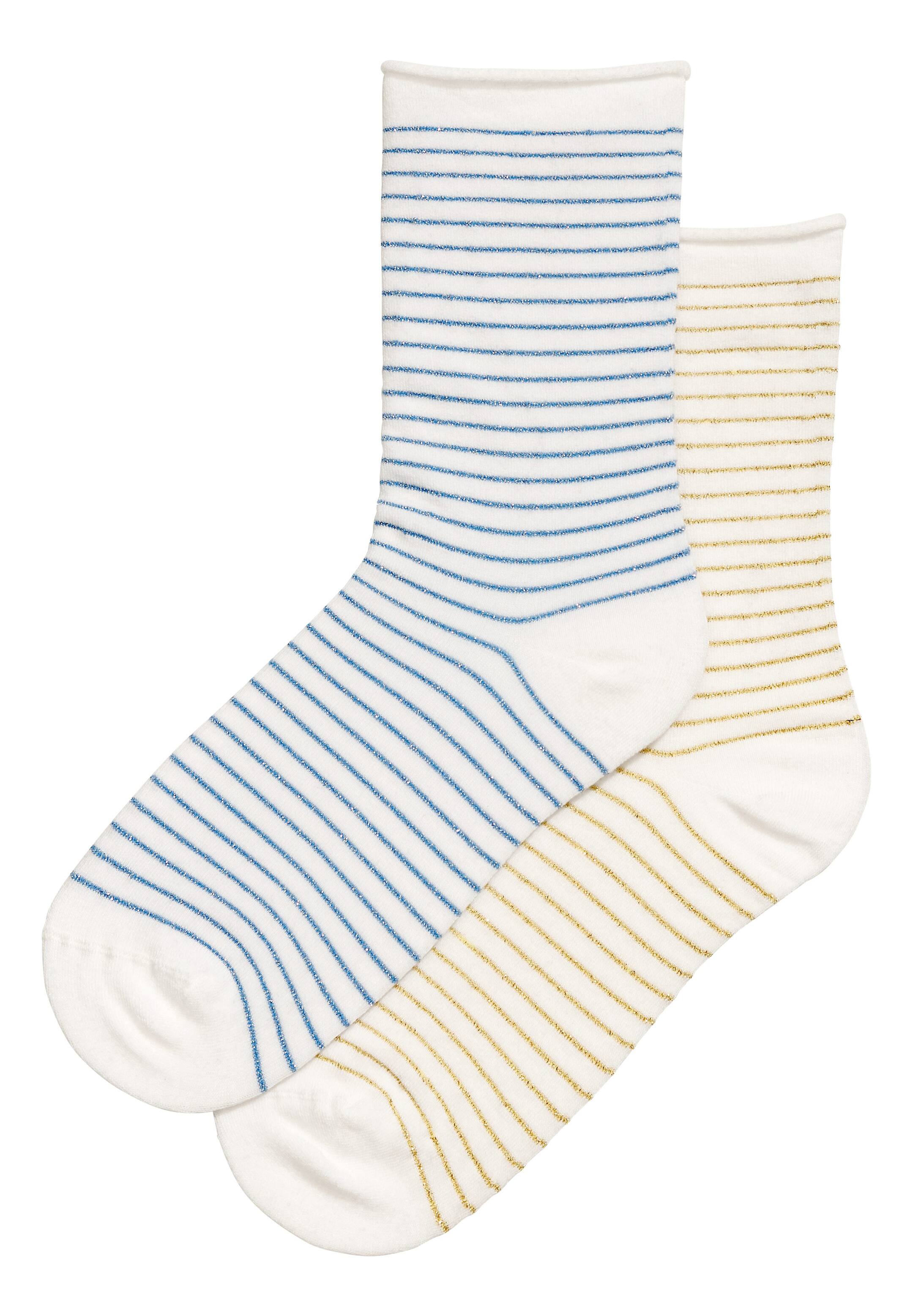 View larger image: 2-pack fine-knit socks - White/Striped - Ladies | H&M 1