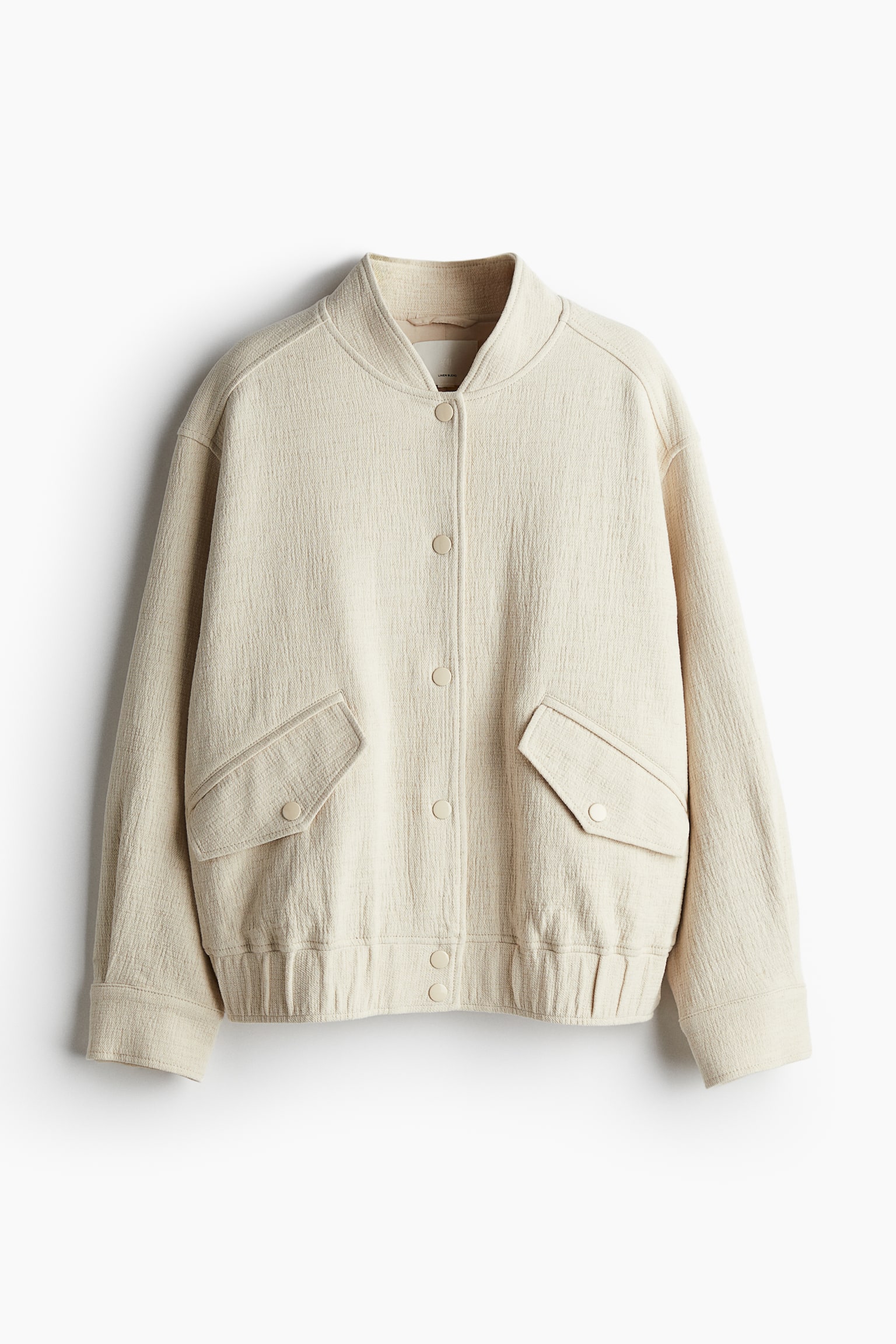 Linen Blend Bomber Jacket - Light beige - 2