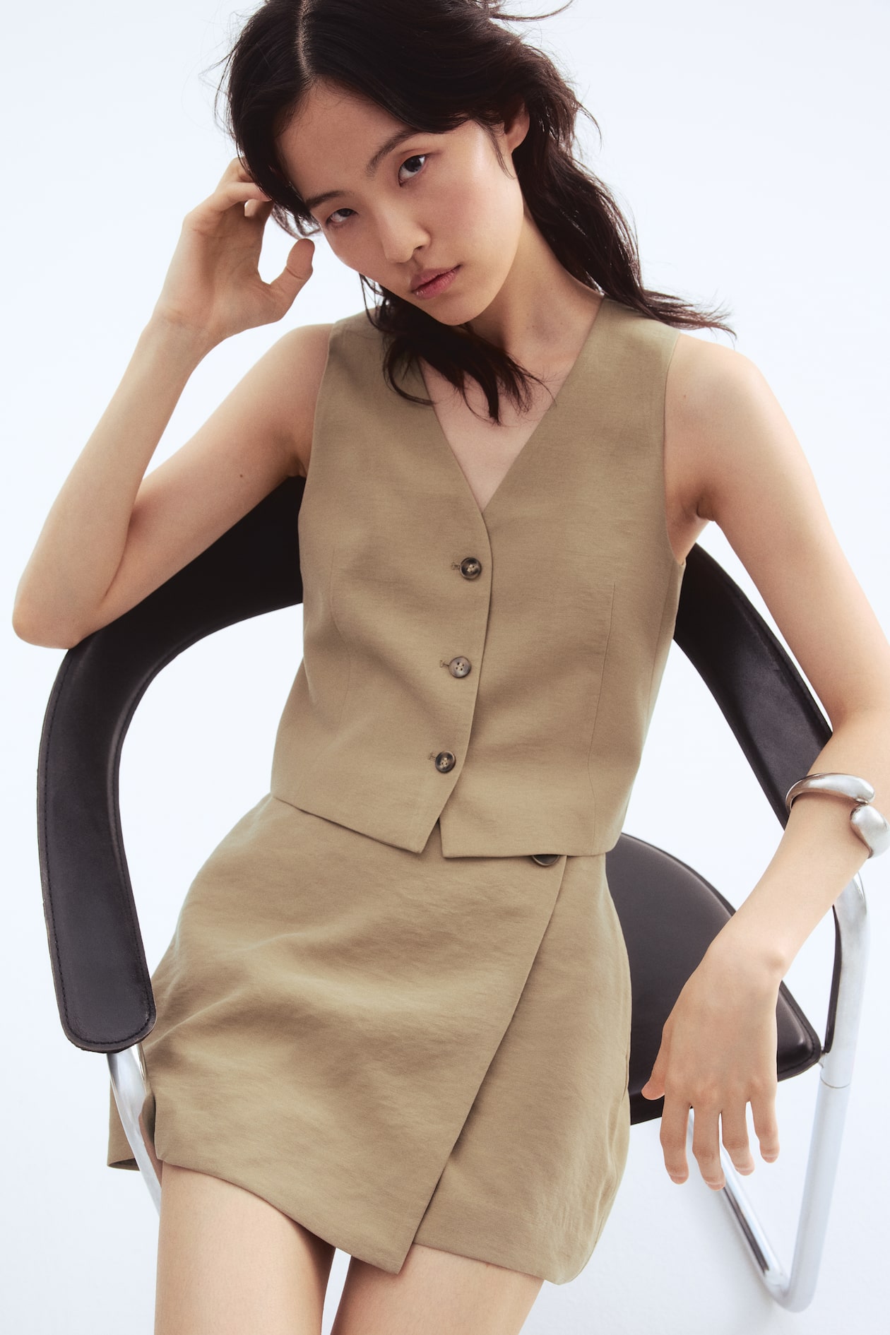 Skort met overslag Beige DAMES H&M NL