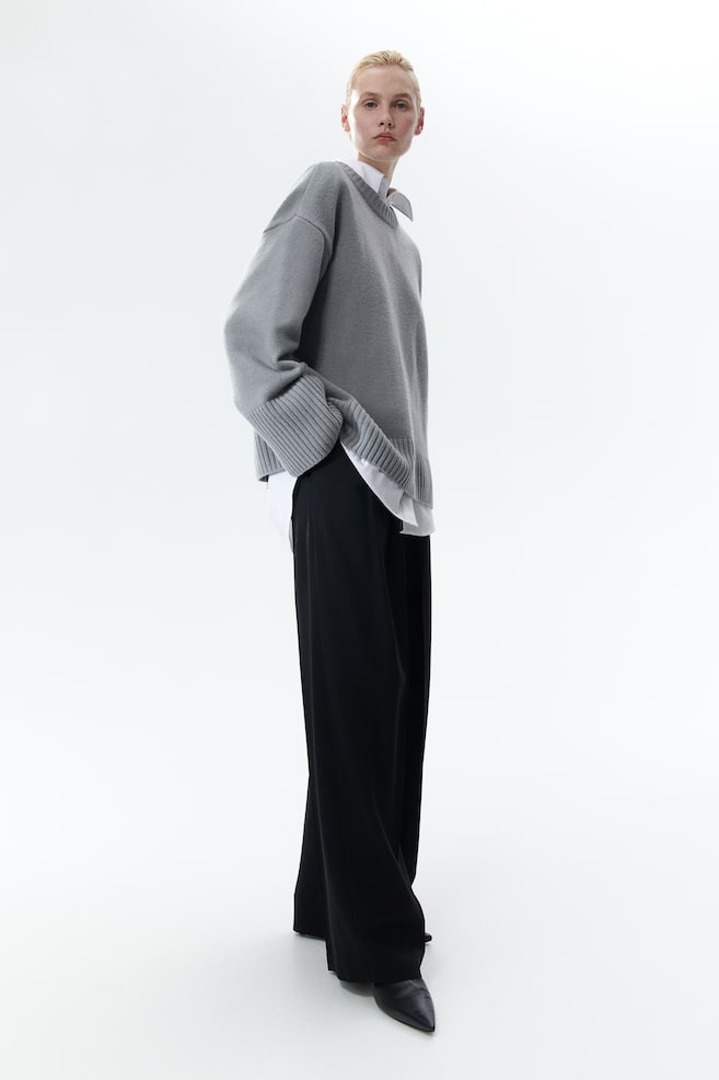 Oversized cashmere-blend jumper - Grey - 3