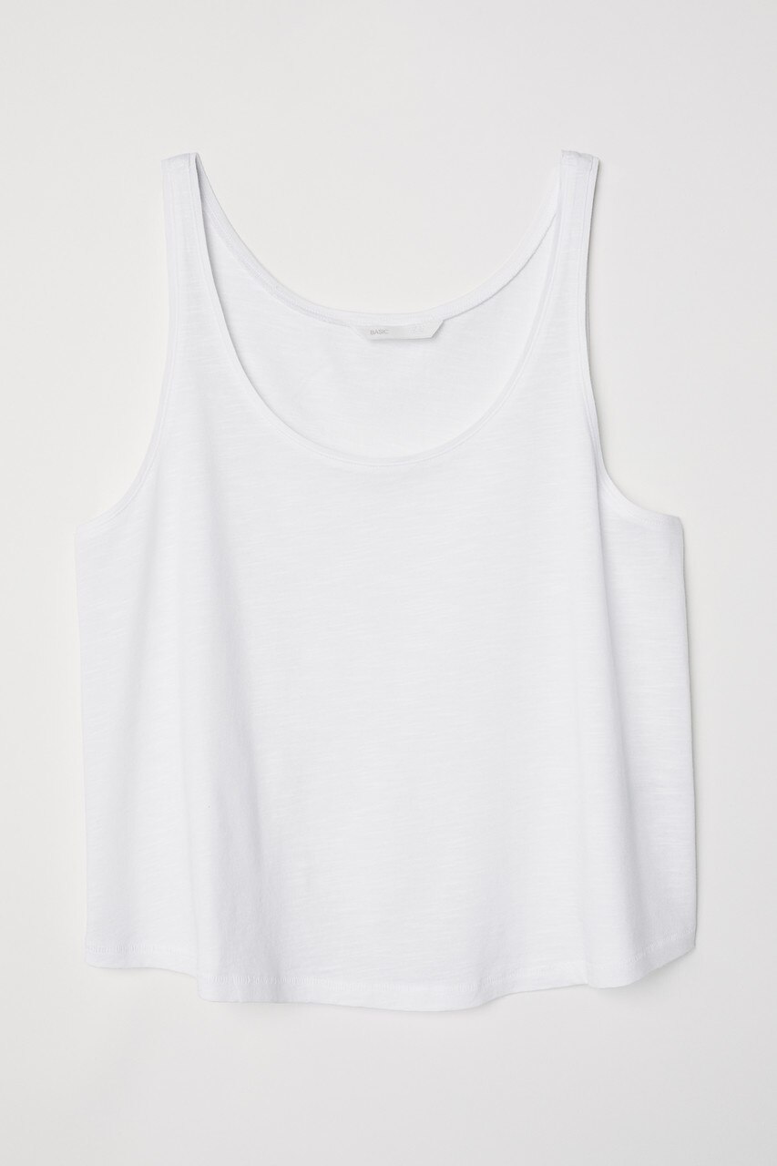 クロップドタンクトップ - ホワイト - レディース | H&M JP