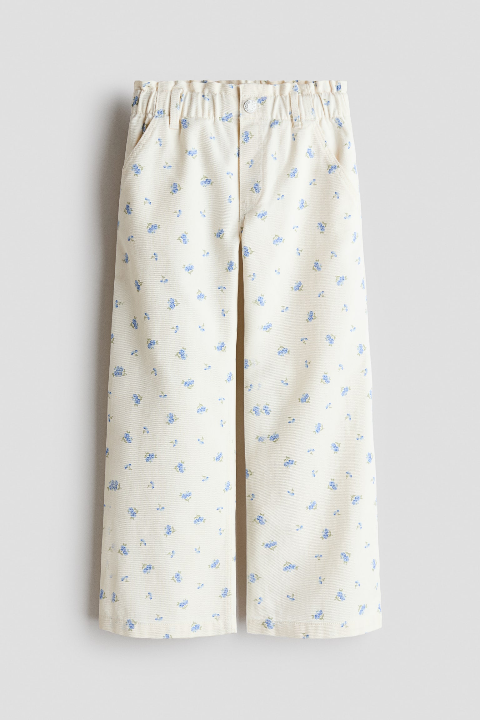 Jean paper bag Wide Leg - Blanc/bleu/fleuri/Beige clair/fleuri/Bleu denim/Gris denim/Blanc/fleuri/Bleu denim/Rose clair/cerises/Bleu denim clair/Bleu denim/Rose clair/Rose clair/Beige clair/fleuri - 1