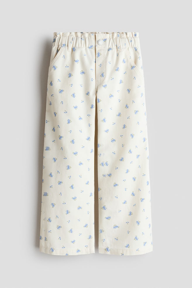 Jeans paper bag Wide Leg - Alb/flori albastre/Roz-prăfuit/flori/Grey/Albastru-denim deschis/Albastru-denim/Roz-deschis/Albastru-denim/Roz-deschis/Gri-denim/Albastru-denim/Bej-deschis/flori/Verde-kaki deschis - 1