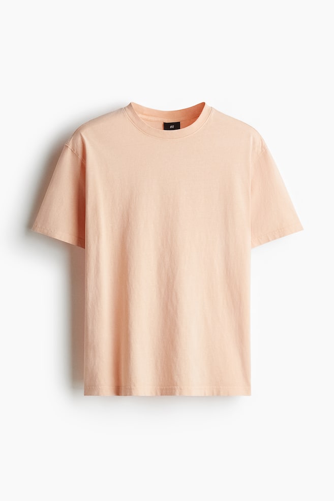 Loose Fit Washed T-shirt - Peach pink - 1