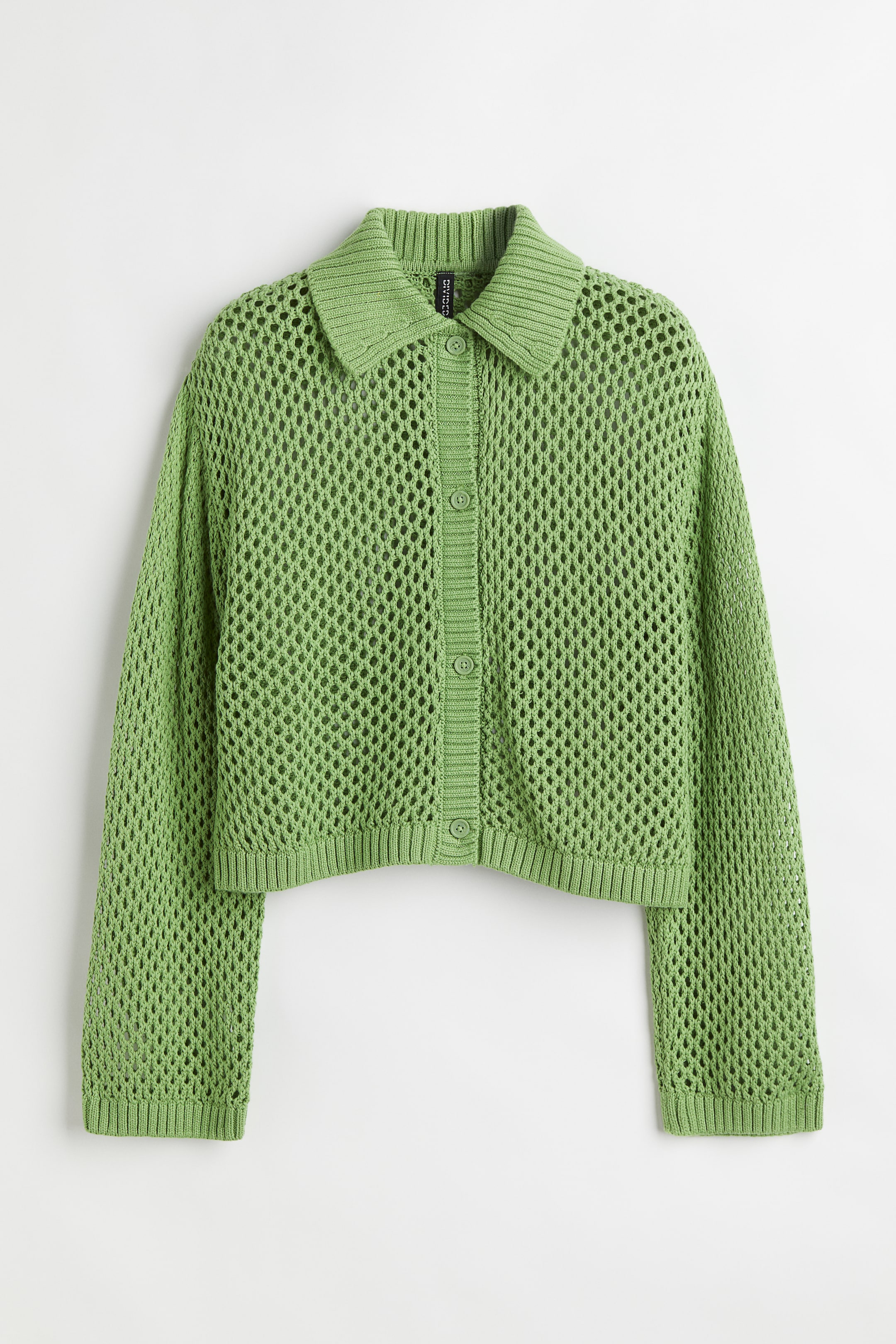 View larger image: Collared mesh-knit cardigan - Green - Ladies | H&M 1