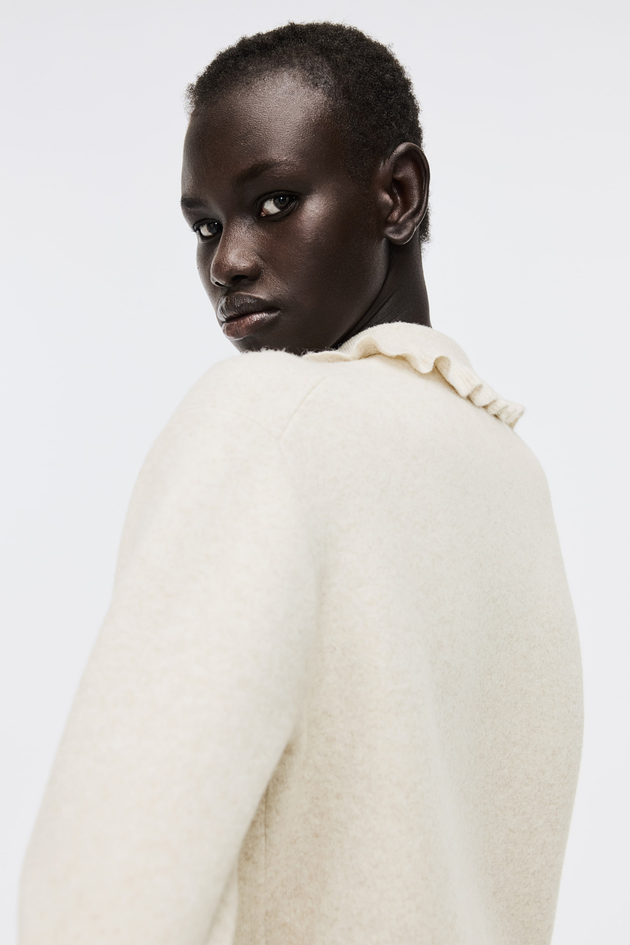 Prikaži veću sliku: Džemper na kopčanje sa kragnom - Svetlobež lapor - Ladies | H&M RS 4