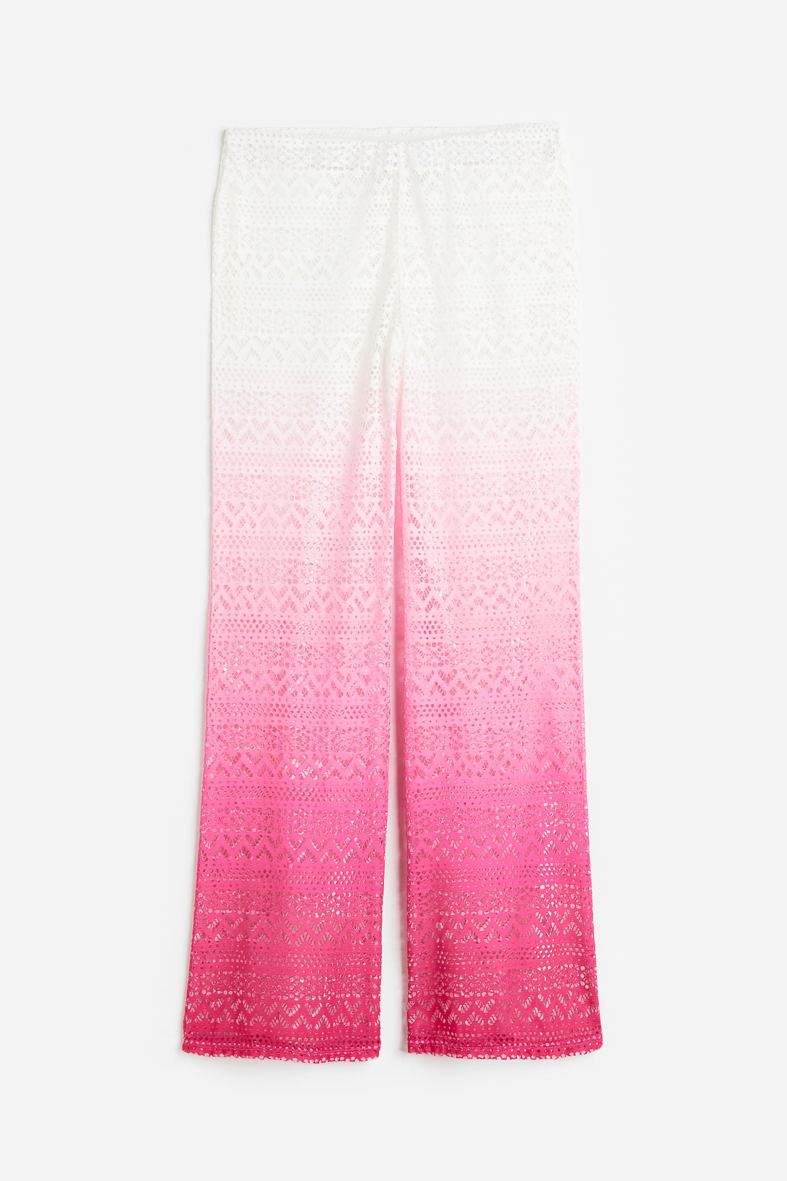 Flared hole-patterned jersey trousers - Bright pink - 1