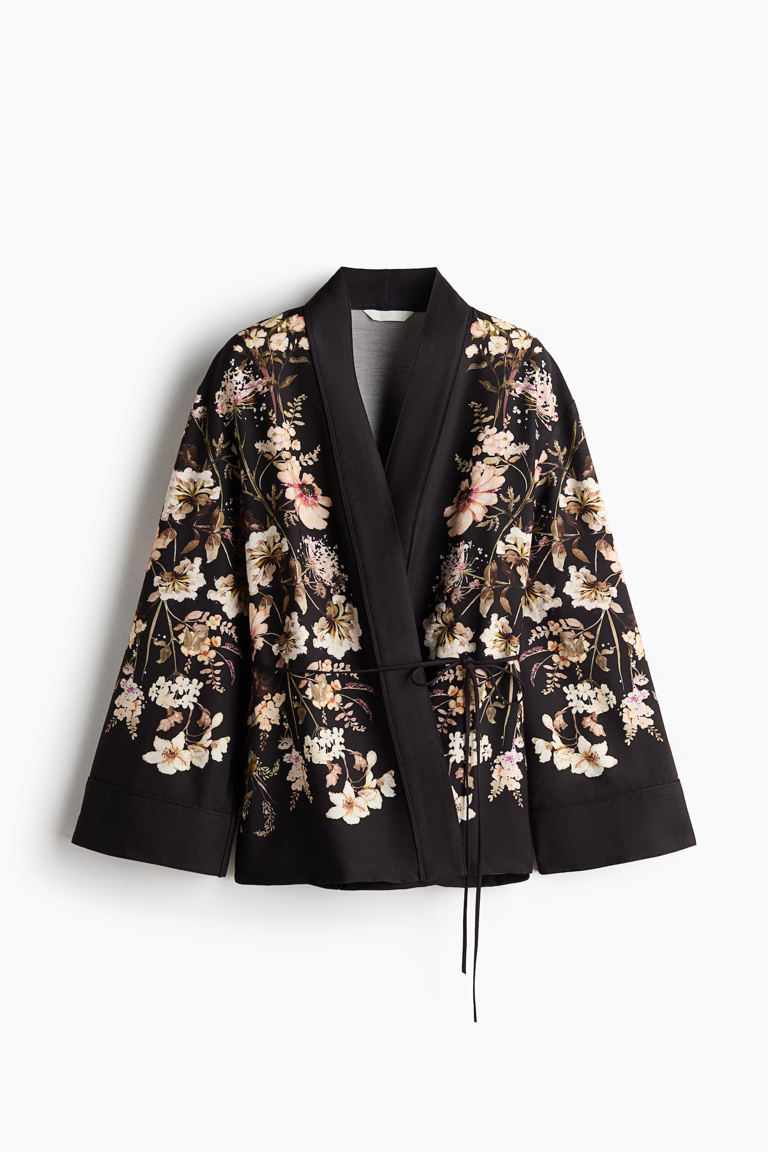 Jachetă din twill cu cordon - Negru/flori - 1