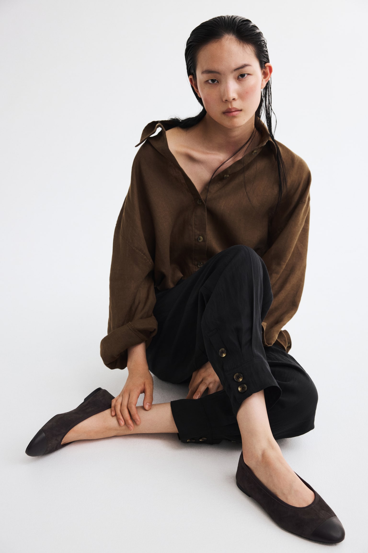 Suede ballet flats - Dark brown/Beige - 1